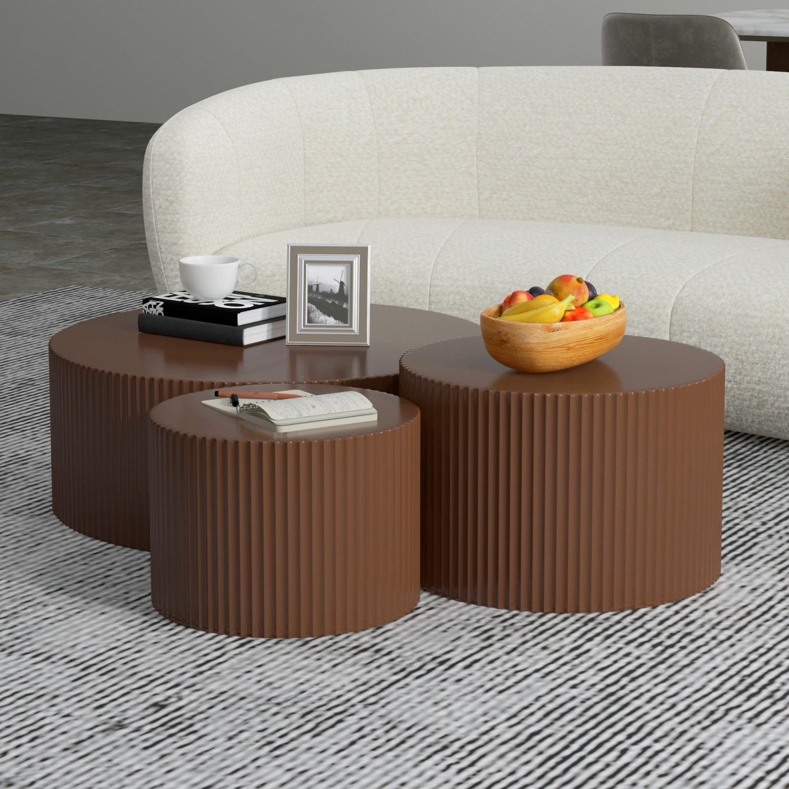 Modern 3-Piece Round Coffee Table Set - 35.43