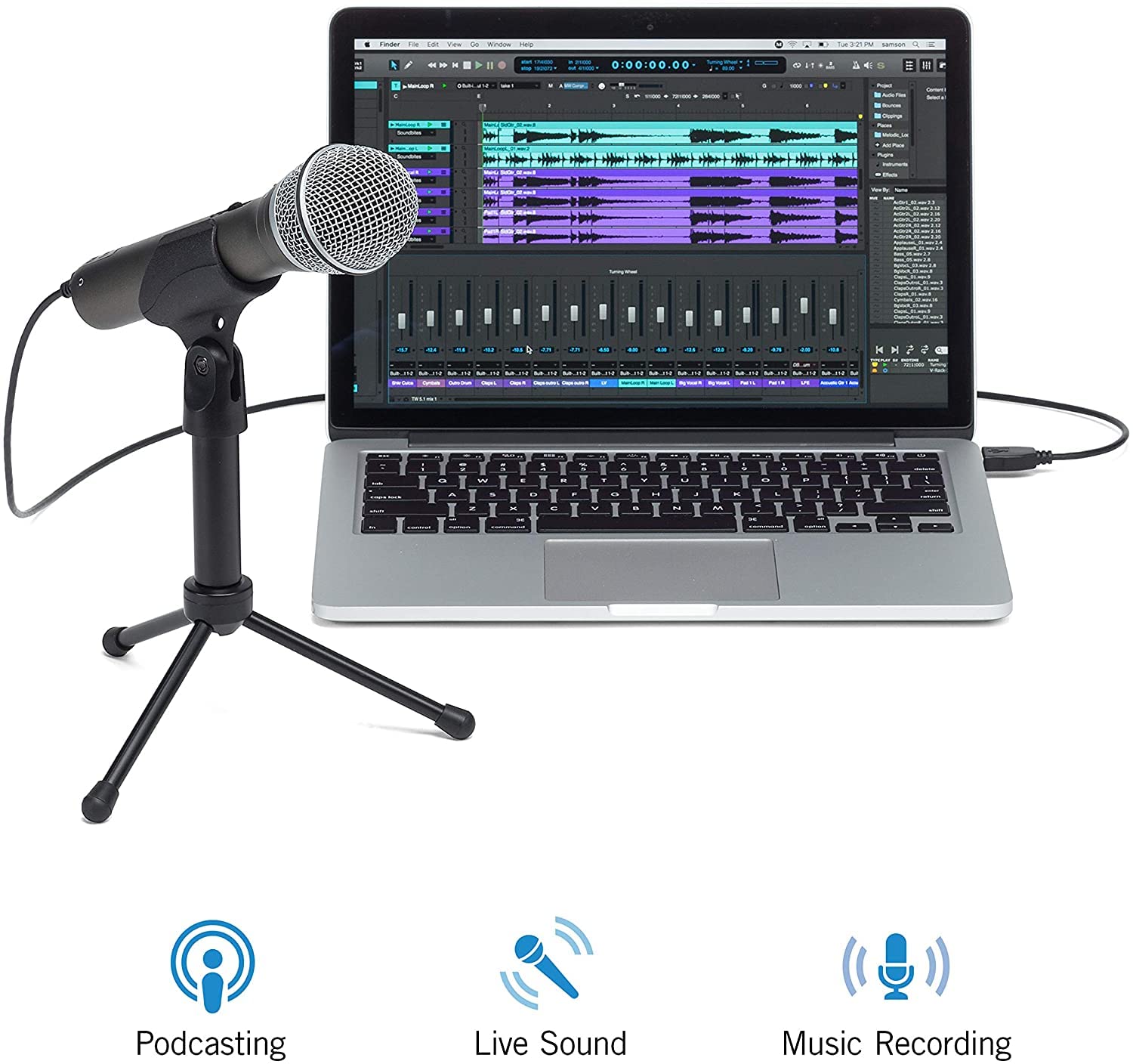 Audio-Technica ATH-M50X Professional Studio Monitor Headphones & Samson Q2U USB/XLR Dynamic Microphone Bundle - Premium Studio Recording, Podcasting, and Streaming Gear for Musicians, Content Creators, and Home Studios (Black)