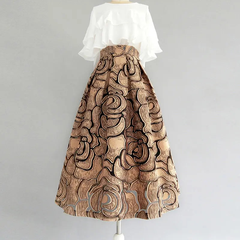 Vintage High Waist Skirt for Women - Loose Gauze Folded Office Skirt with Zipper Design | Summer Fashion & Casual Work Wear