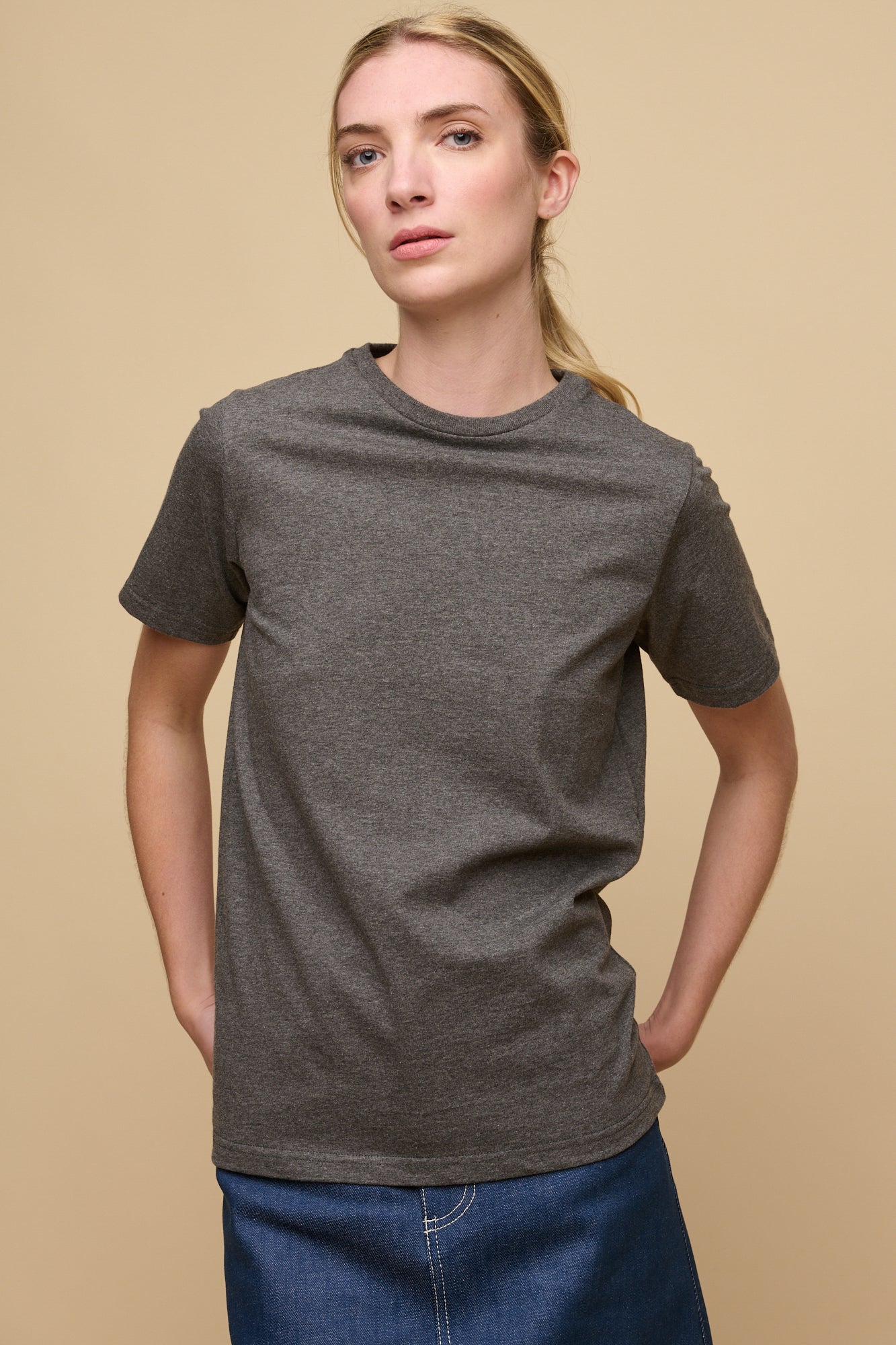 Women's Soft Cotton Short Sleeve T-Shirt - Charcoal Gray Casual Tee for Everyday Wear | Perfect for Workouts, Lounging & Summer Outfits
