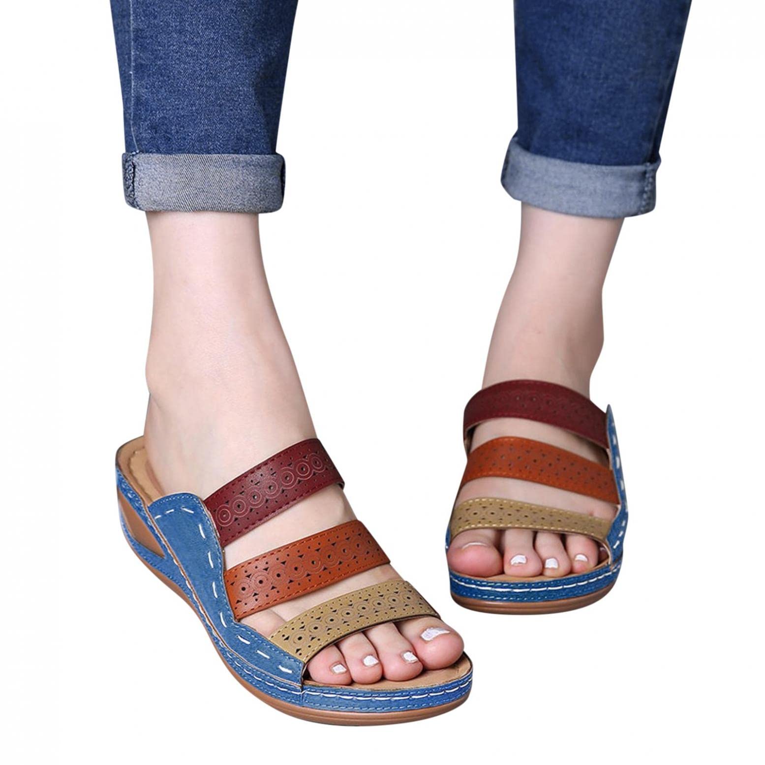 Women's Gladiator Sandals with Bowknot - Slip-On Espadrille Wedge Sandals for Women | Comfortable Platform Sandals for Summer, Beach, and Casual Outfits