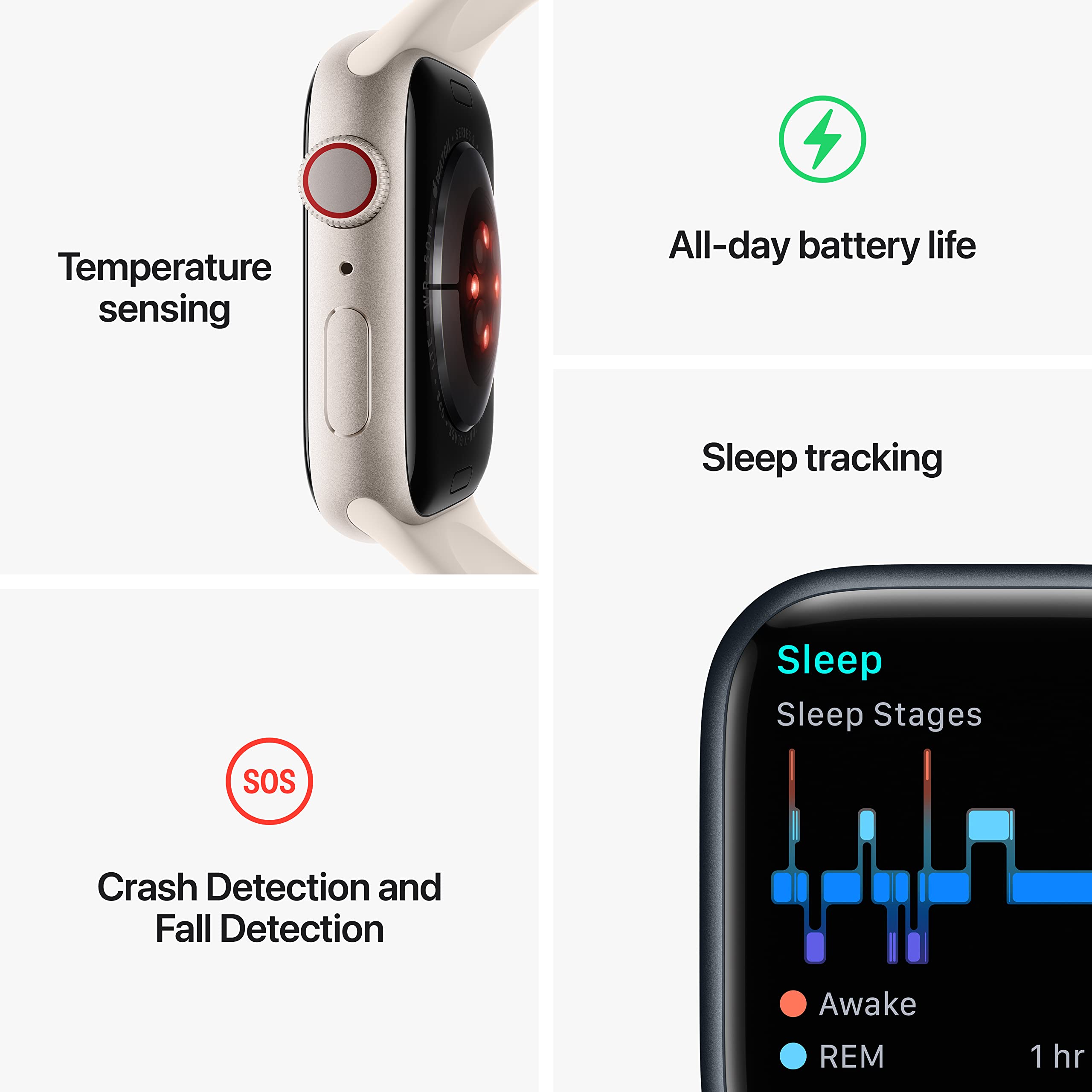 Apple Watch Series 8 GPS + Cellular 45mm (Renewed) - Red Aluminum Case with Red Sport Band M/L | Smart Fitness Tracker, Heart Rate Monitor & Waterproof Smartwatch for Running, Swimming & Daily Use