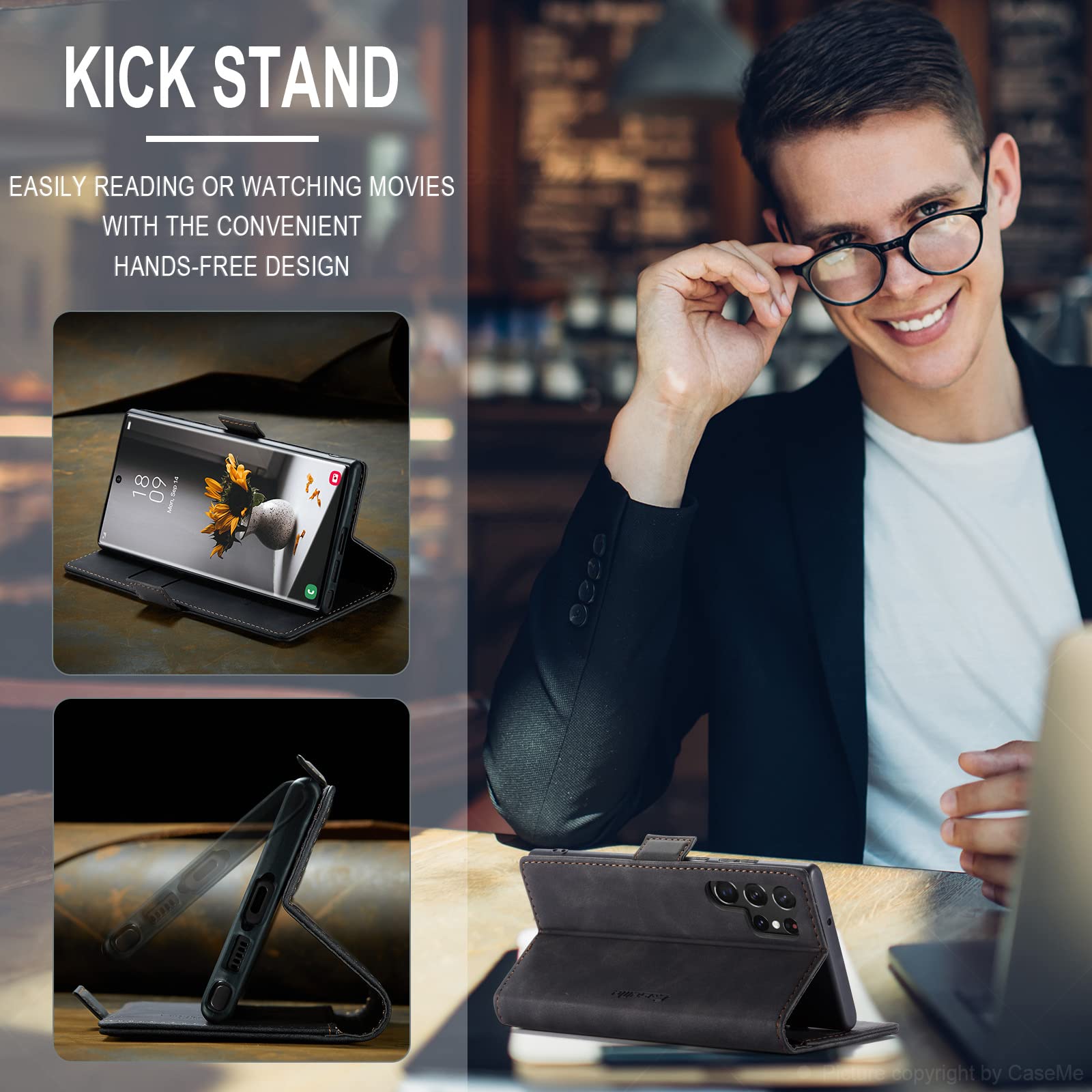 Premium PU Leather Wallet Case for Samsung Galaxy S22 Ultra 5G - Vintage Matte Flip Cover with Card Slots & Magnetic Closure | Stand Function, Shockproof Protection | Perfect for Business & Travel - Black