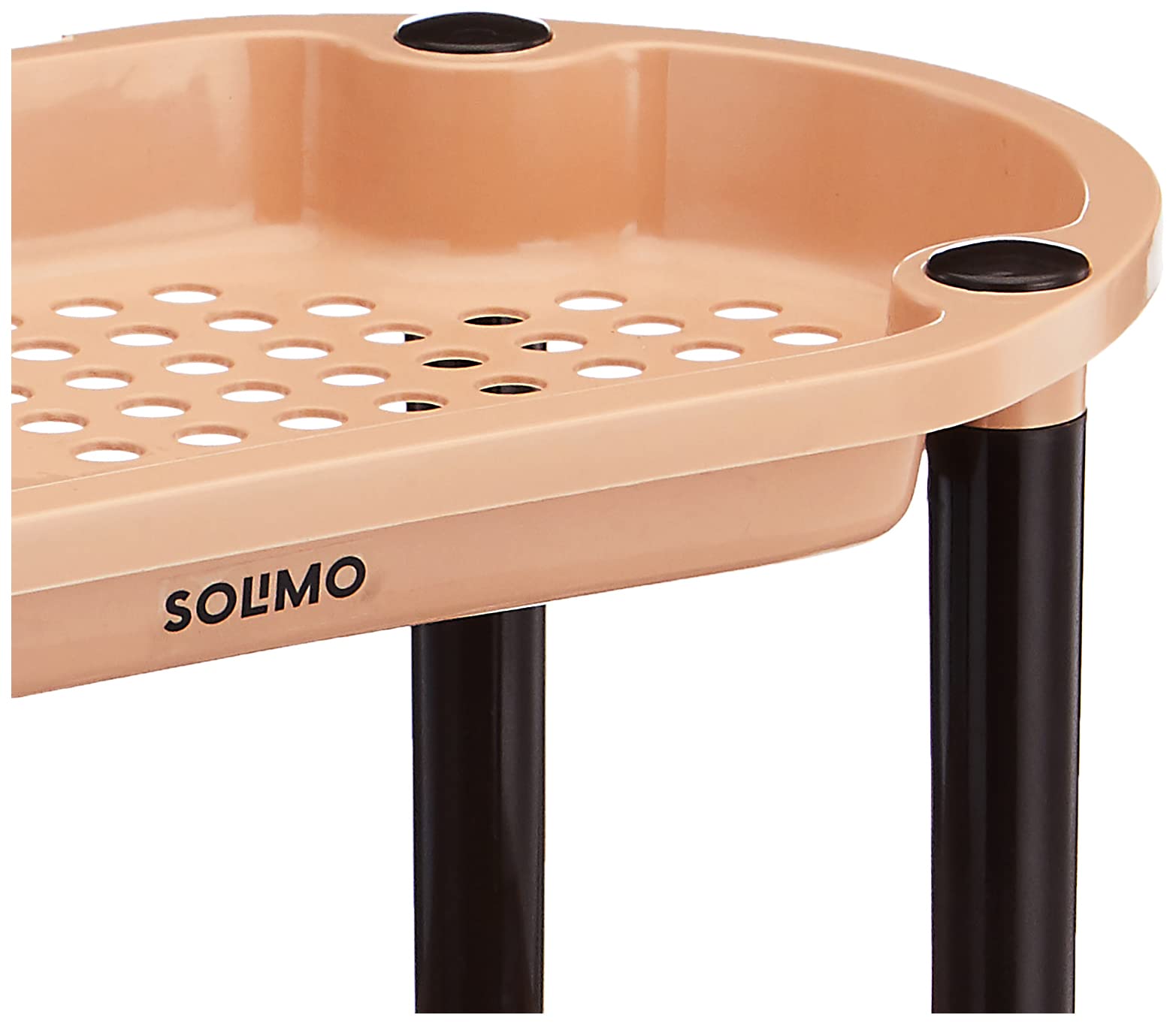 Solimo 2-Tier Plastic Storage Shelf Organizer for Kitchen, Bathroom, Living Room, Balcony - Space-Saving Beige & Brown Oval Rack | Perfect for Spice Jars, Books, Toys, Puja Items & Home Decor Organization