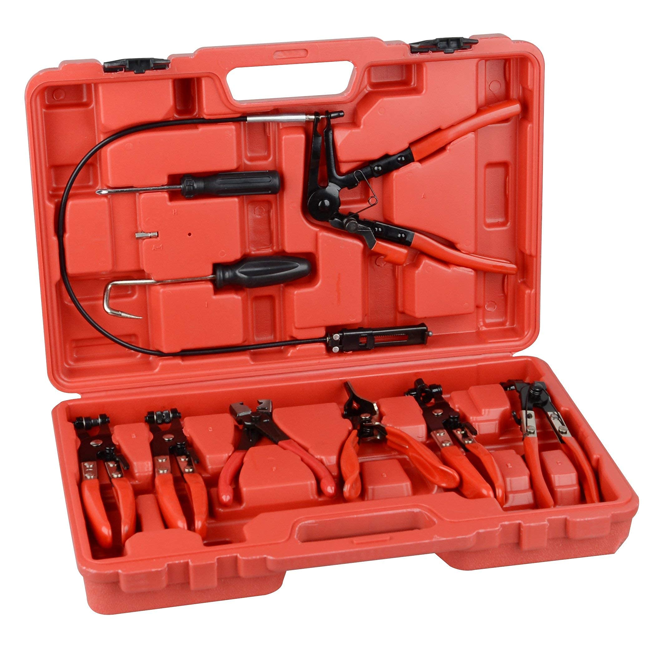 9-Piece Automotive Wire Long Reach Hose Clamp Pliers Set - Fuel, Oil & Water Hose Removal Tool Kit for Car, Truck & Motorcycle Repair (Professional Mechanic Use)