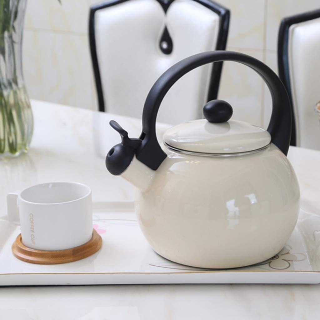 Premium Enamel Teapot Kettle - Thickened Whistling Stovetop Pot for Gas & Induction Cooktops - 1.5L Flat Bottom Water Carafe - Perfect for Tea Brewing, Coffee Making & Kitchen Decor