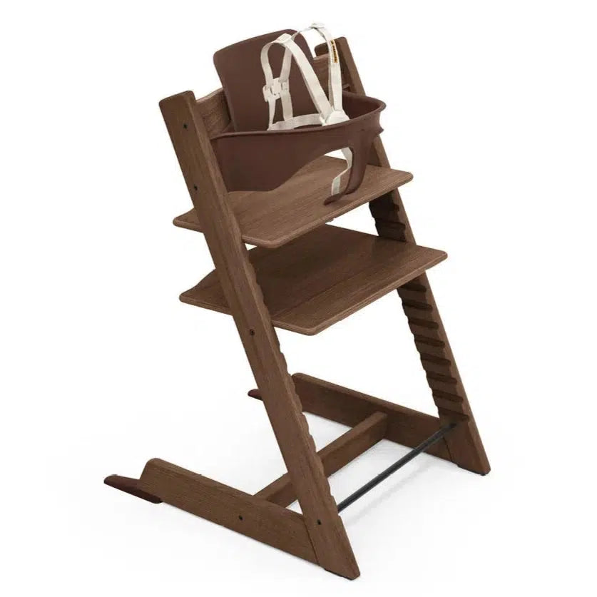 Stokke Tripp Trapp High Chair with Cushion & Tray - Natural Oak Warm Brown & Wheat | Adjustable Baby Feeding Chair for Kitchen & Dining Room