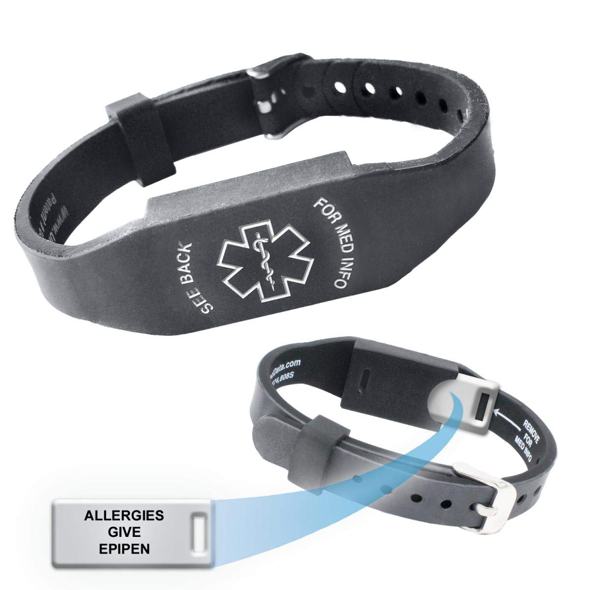 Elite II Medical Alert Bracelet for Severe Allergies with Epipen Holder - Emergency ID Bracelet for Kids & Adults - Perfect for Outdoor Activities, Travel & Daily Safety