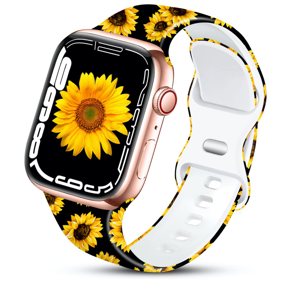 IKANFI Sport Band Compatible with Apple Watch 49mm 45mm 44mm 42mm 41mm 40mm 38mm - Floral Printed Silicone Strap for Women & Girls - Fadeless Design for iWatch Series 8/7/6/5/4/3/2/1/SE - Perfect for Workouts, Running & Everyday Wear