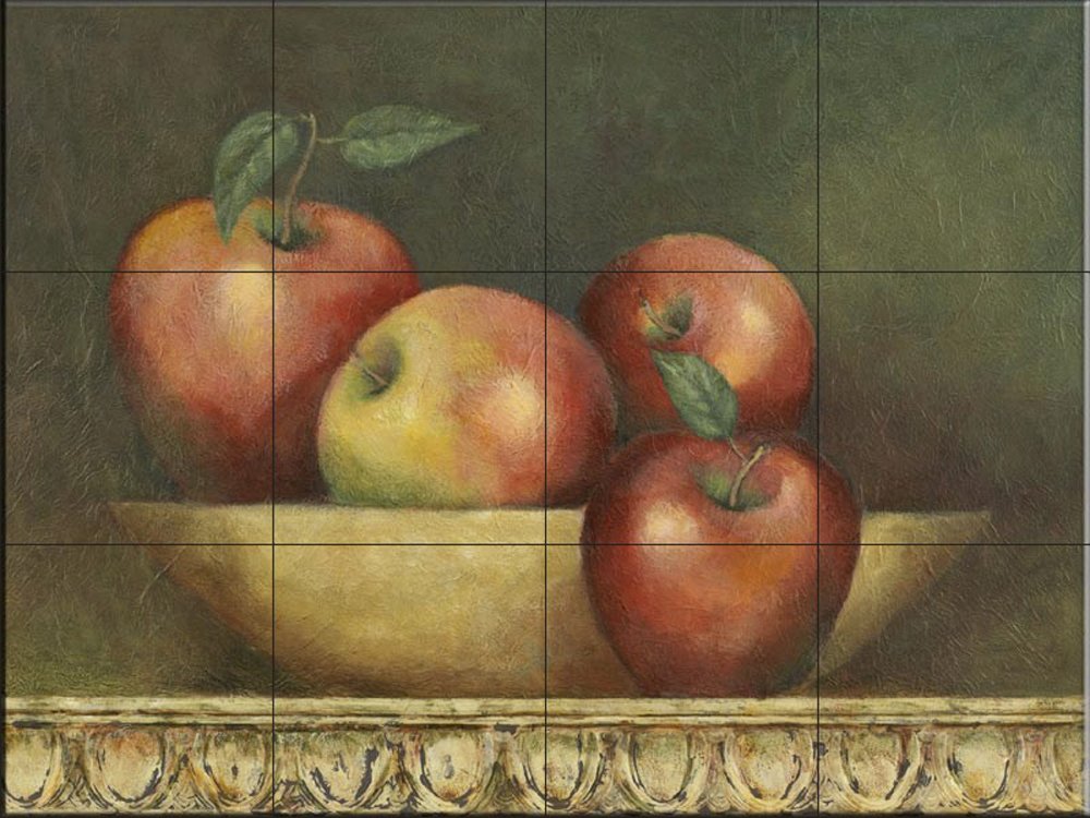 Ceramic Backsplash Tile Mural - Red Apple Still Life by John Zaccheo - Fruit & Vegetable Theme for Kitchen & Bathroom Decor - Perfect for Farmhouse, Modern, and Vintage Style Homes