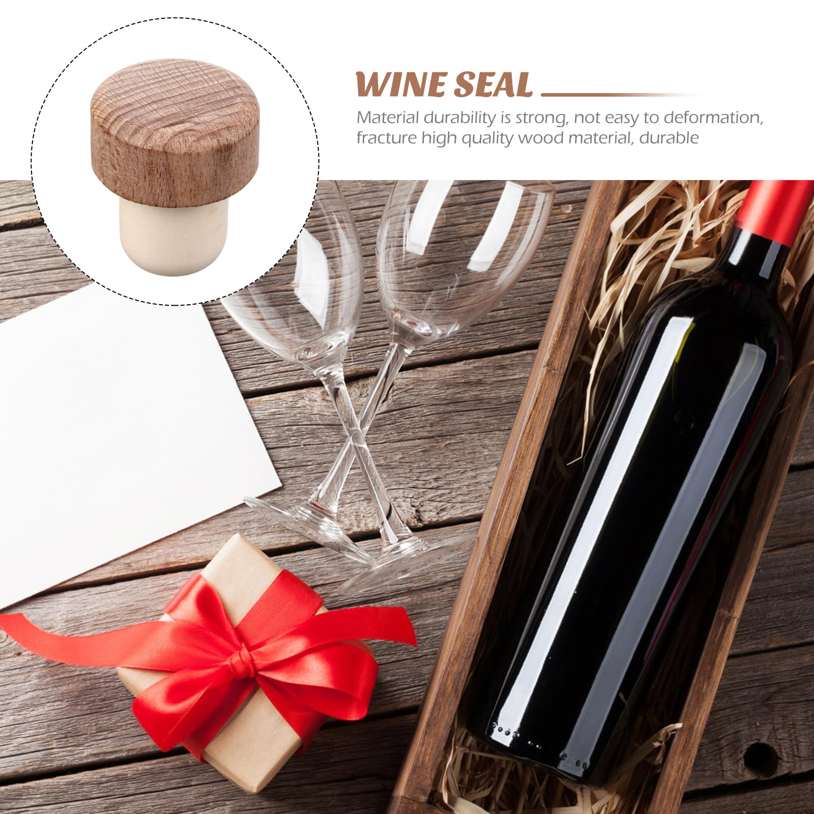 6PCS Reusable Wine Stoppers - T-Shaped Wooden & Rubber Corks for Wine & Beer Bottles | DIY Craft & Home Bar Accessories | Perfect for Parties, Gifts & Wine Storage
