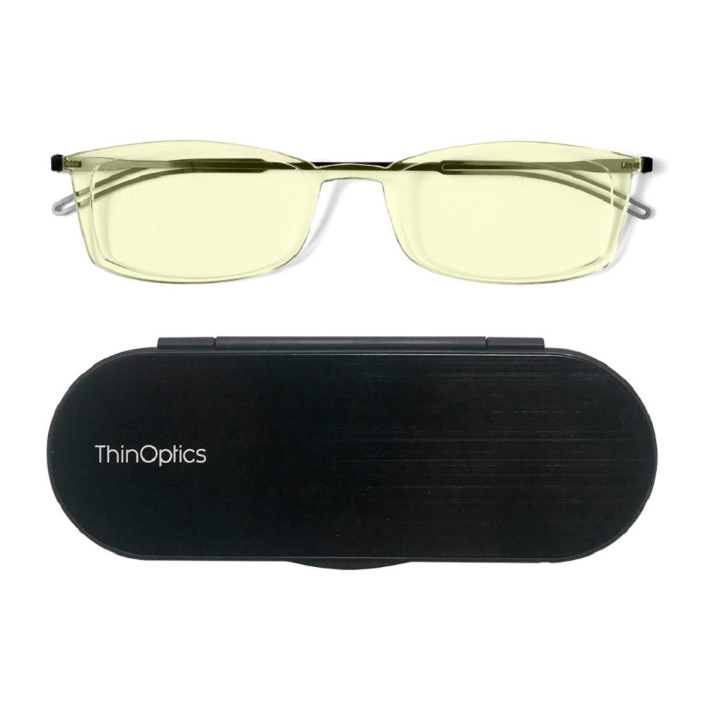 ThinOptics Frontpage Blue Light Blocking Computer Reading Glasses with Milano Aluminum Case - Reduce Eye Strain for Work, Gaming & Digital Screen Use