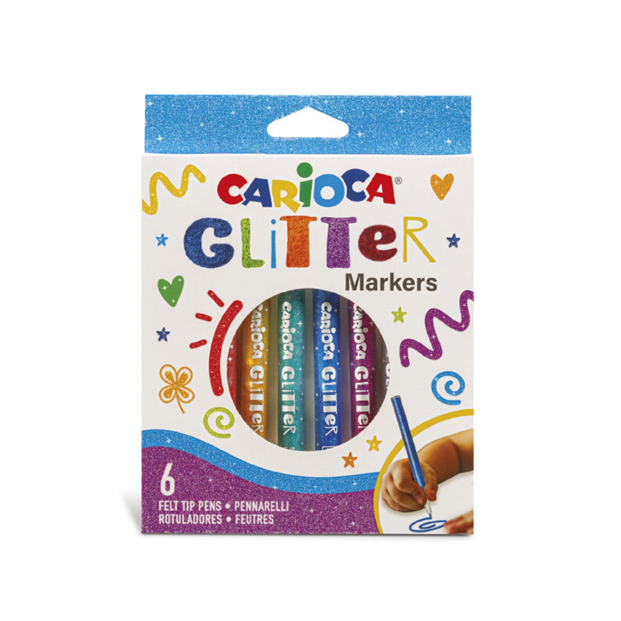 6 Pack Glitter Markers for Kids - Vibrant Metallic Colors, Non-Toxic Washable Art Supplies for Drawing, Coloring, DIY Crafts, School Projects & Birthday Party Favors