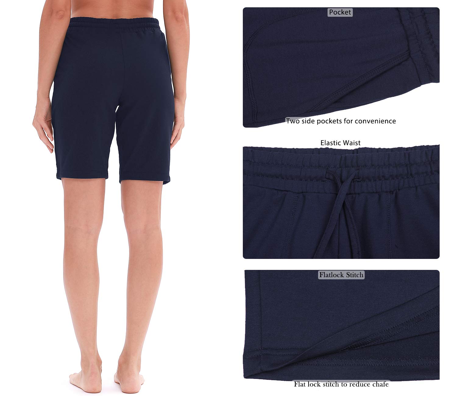 Icyzone Women's Athletic Running Yoga Shorts - Workout Active Lounge Bermuda Shorts with Pockets for Gym, Yoga & Casual Wear