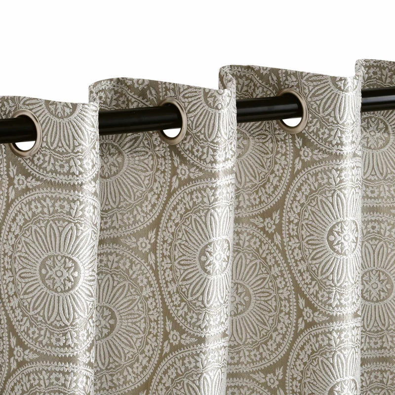 Eminence Jacquard Geometric Floral Mandala Curtain Panel Set of 2 - Luxury Window Treatments for Living Room, Bedroom & Home Decor