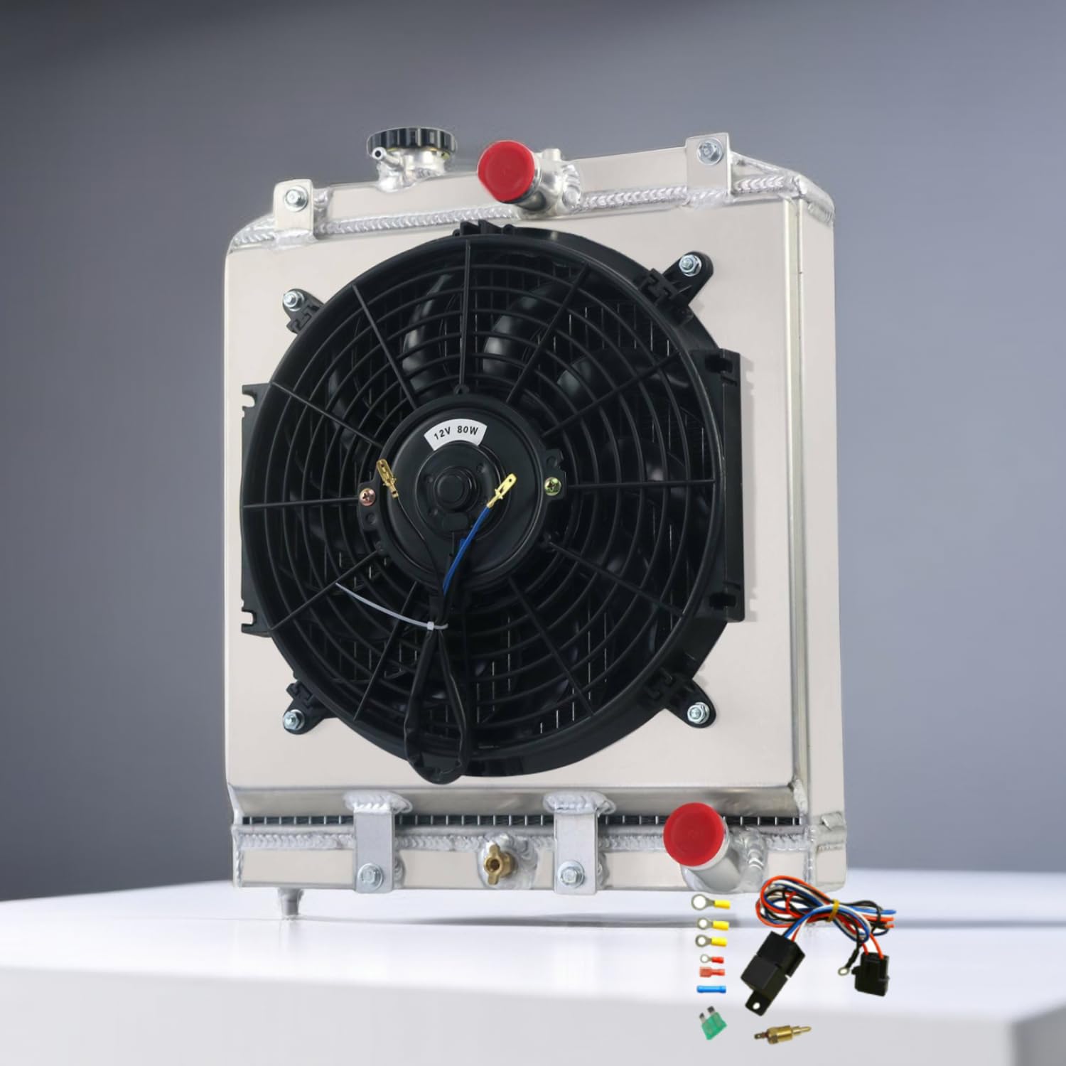 ReadyCool 4 Row Aluminum Radiator Shroud Fan Relay Kit - Compatible with 1992-2000 Honda Civic D15 D16 EK EG Del Sol & Acura Integra GS LS HX L4 L6 - Perfect for Engine Cooling & Performance Upgrades