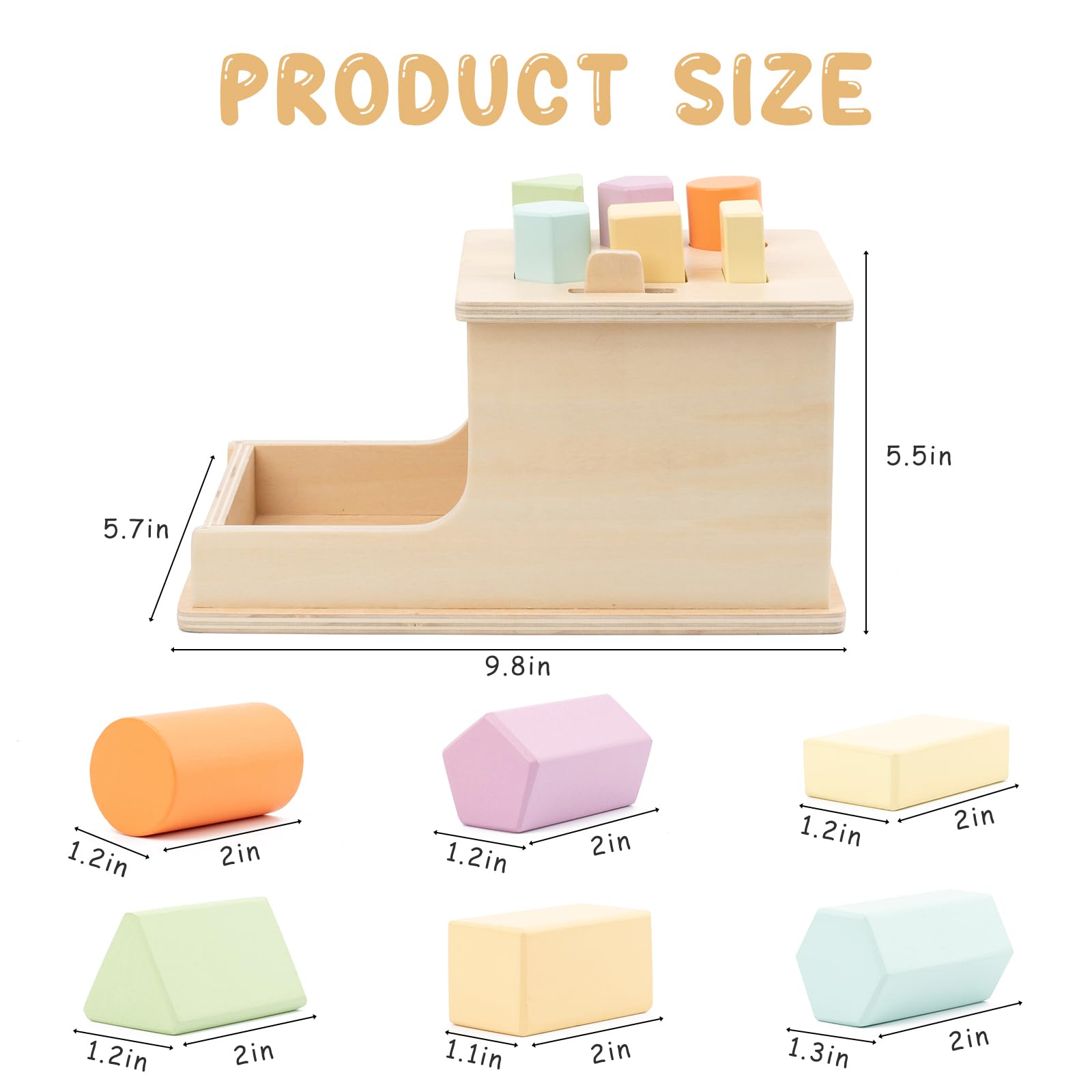 Montessori Object Permanence Box with 6 Wooden Blocks - Educational Baby Toys for 6-12 Months & 1-3 Year Olds - Ball Drop Toy for Toddler Learning & Fine Motor Skills Development - Perfect for Home Preschool & Daycare Activities