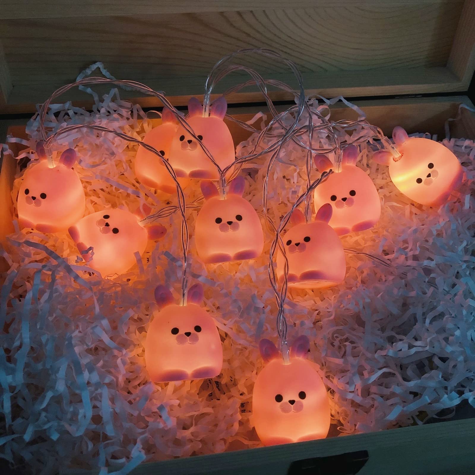 10LED Cute Rabbit String Lights - 1.65m Battery Powered Bunny Fairy Lights for Bedroom Decor, Nursery Night Light, Garden Party & Wedding Decoration - Animal Theme Hanging Decorative Light (B-Rabbit)