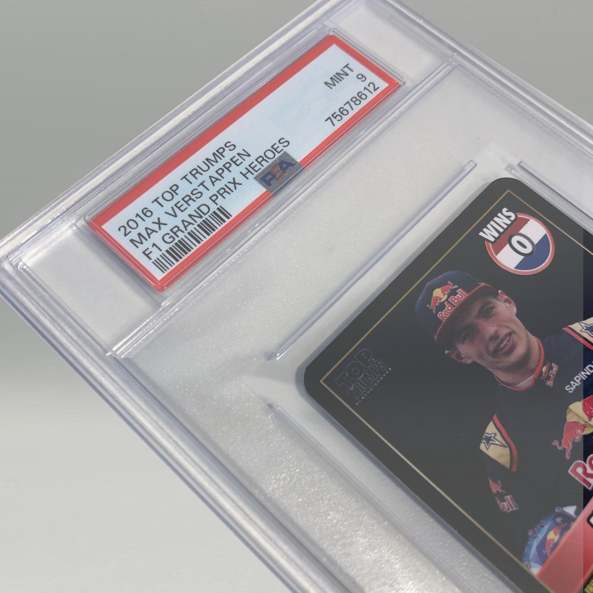 PSA 9 Graded Max Verstappen 2016 Grand Prix Heroes Rookie Card - 0 Wins - Top Trumps Collectible for F1 Racing Fans & Sports Memorabilia Enthusiasts