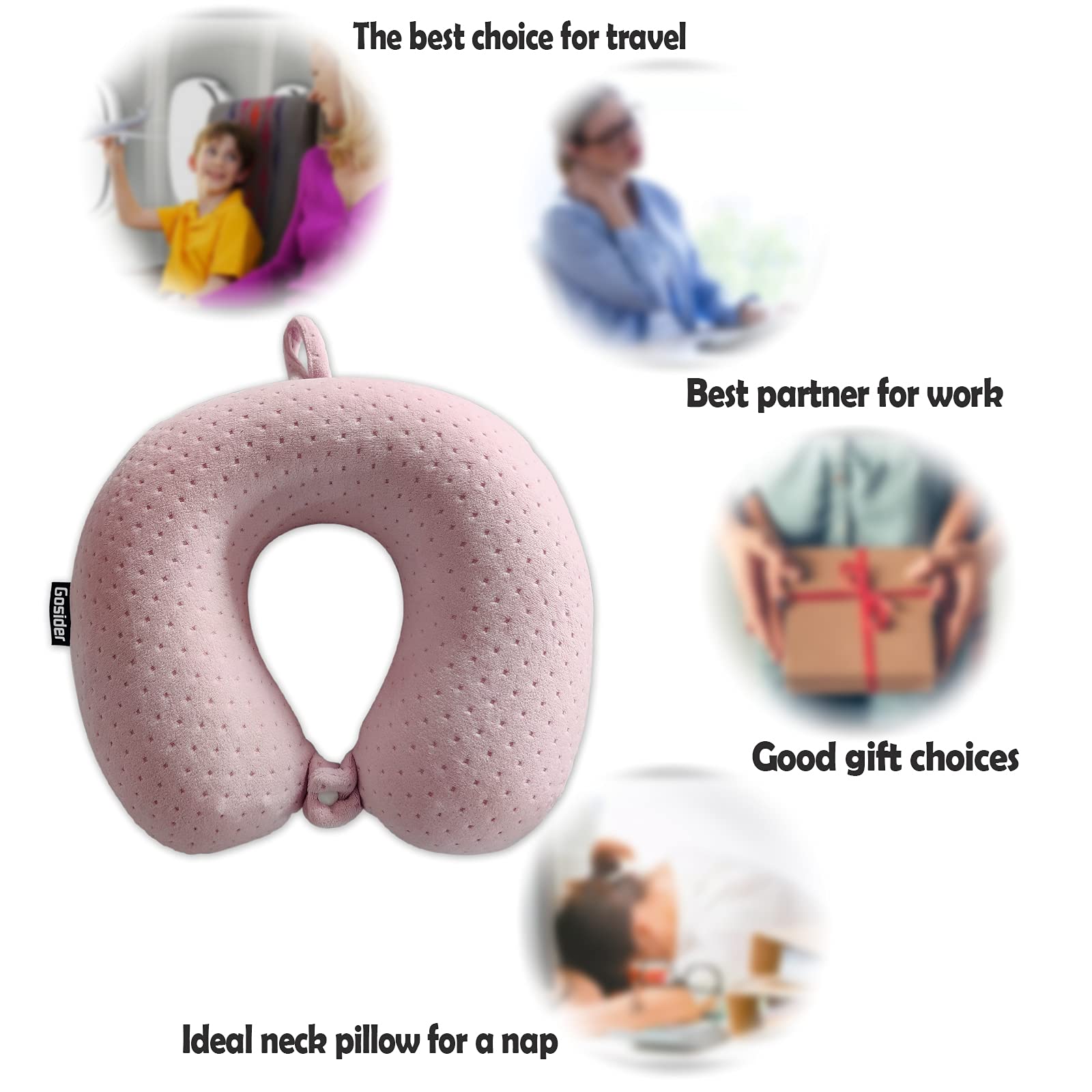 **Comfortable U-Shape Memory Foam Neck Pillow for Sleeping & Travel - Pink Travel Pillow with Neck & Head Support - Portable for Planes, Trains, Cars - Perfect for Long Flights, Road Trips & Relaxation**