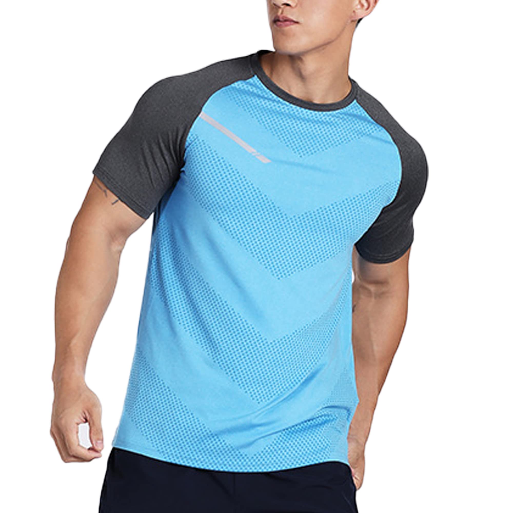 Men's Workout Shirts - Short Sleeve Moisture Wicking Slim Fit T-Shirts for Gym & Running | Breathable Crew Neck Activewear for Men