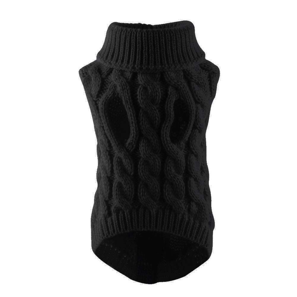 ELPAIOS Dog Sweater for Small Dogs & Cats - Warm Knit Winter Pet Clothes for Chihuahua, Puppies & Kittens - Cozy Black Blouse Outfit for Indoor & Outdoor Activities