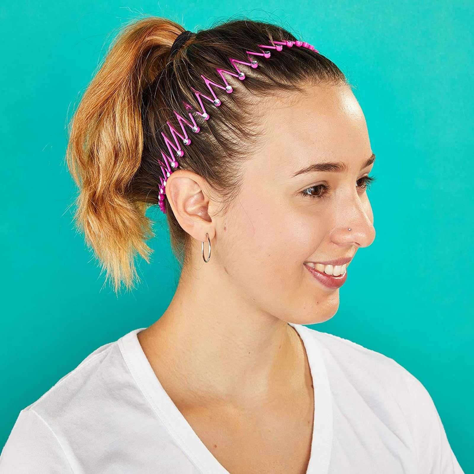 Glamlily 12 Pack Rhinestone Zig Zag Circle Headbands with Teeth Comb for Women - Non-Slip Hair Accessories in 6 Colors - Perfect for Weddings, Parties & Everyday Styling