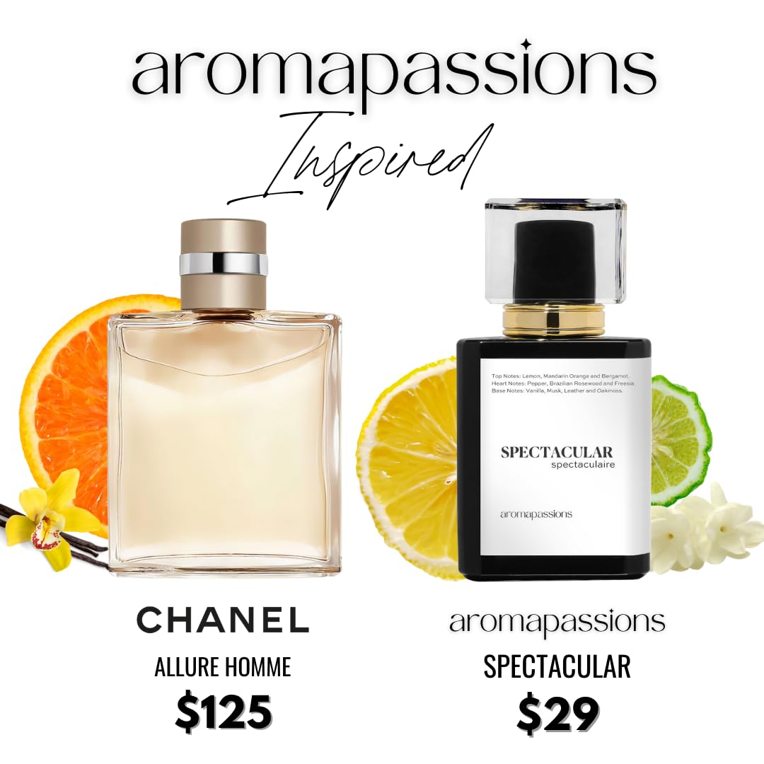 SPECTACULAR Men's Pheromone Perfume | Inspired by CHNL ALLURE HOMME | Long Lasting Extrait De Parfum | Essential Oils Fragrance Dupe (30ml/1oz) | Perfect for Date Night, Office & Special Occasions