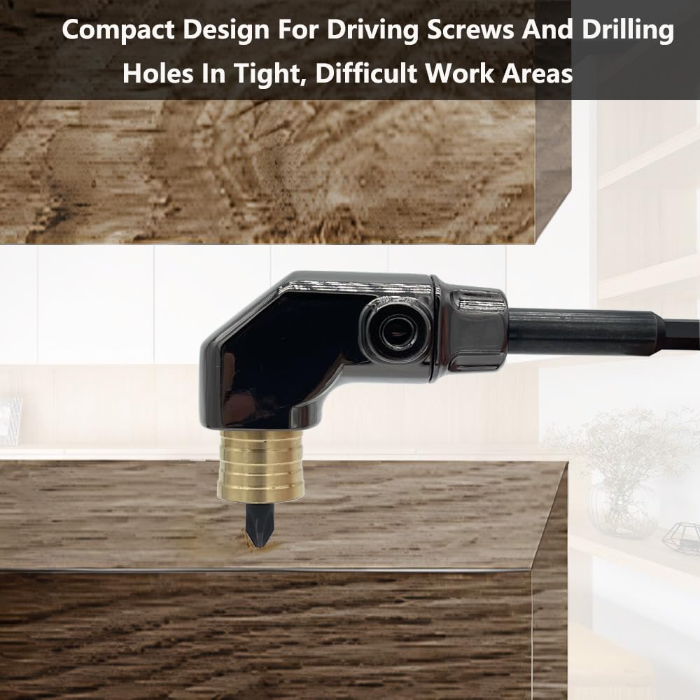90 Degree Right Angle Drill Attachment - All Metal Body with Detachable ABS Handle - Corner Drill Bit Adapter for Impact Drivers - Perfect for Tight Space DIY Projects & Professional Construction Work