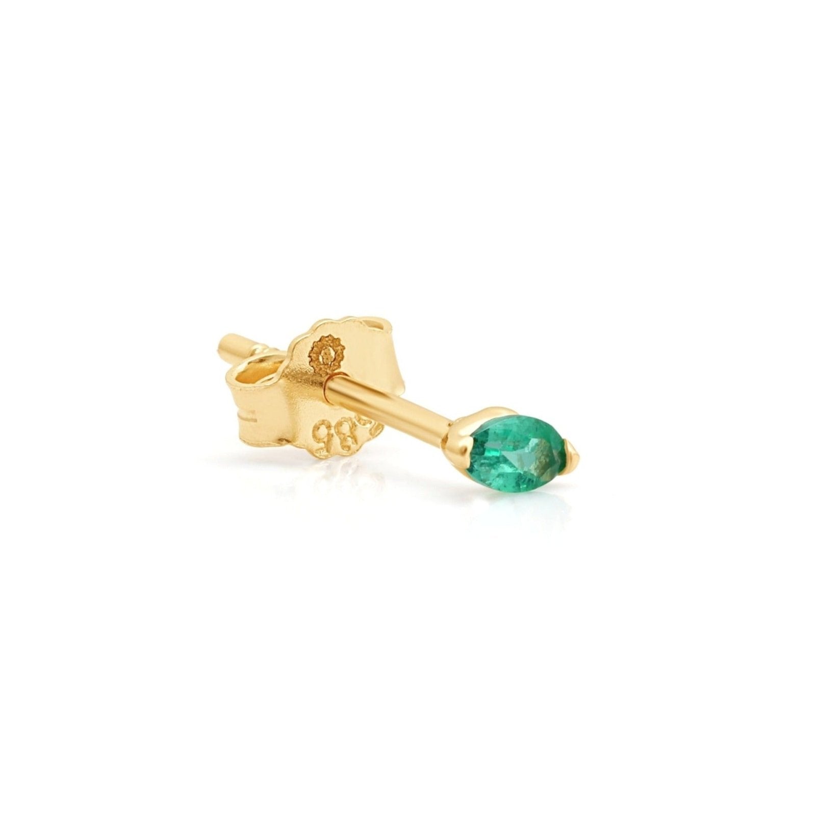 14K Solid Yellow Gold Marquise Emerald Screw Back Earrings for Women - Perfect for Weddings, Parties & Special Occasions