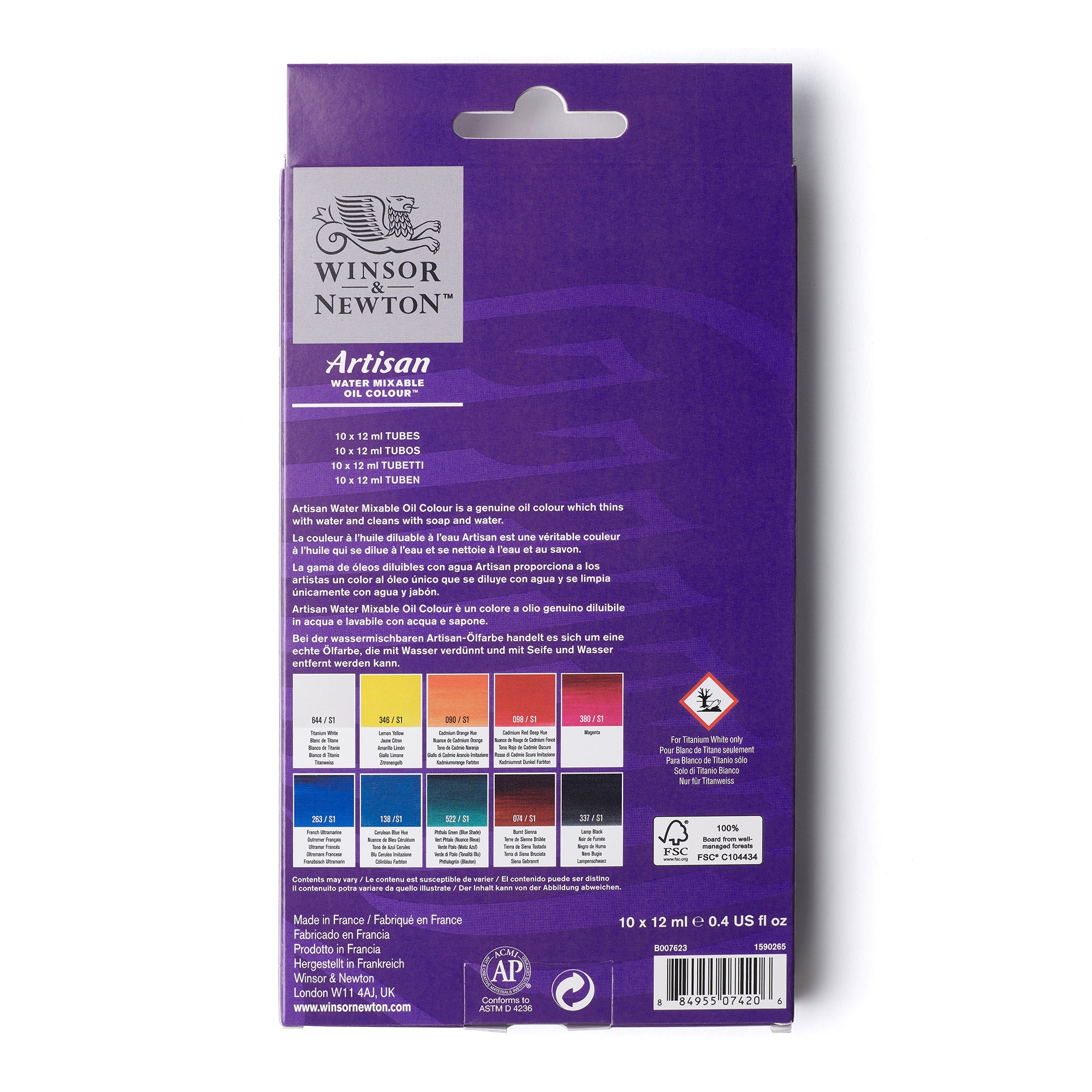 Professional Artisan Water Mixable Oil Paint Set - 10 Vibrant Colors (12ml Each) for Canvas, Wood & Fabric Painting | Perfect for Artists & Beginners