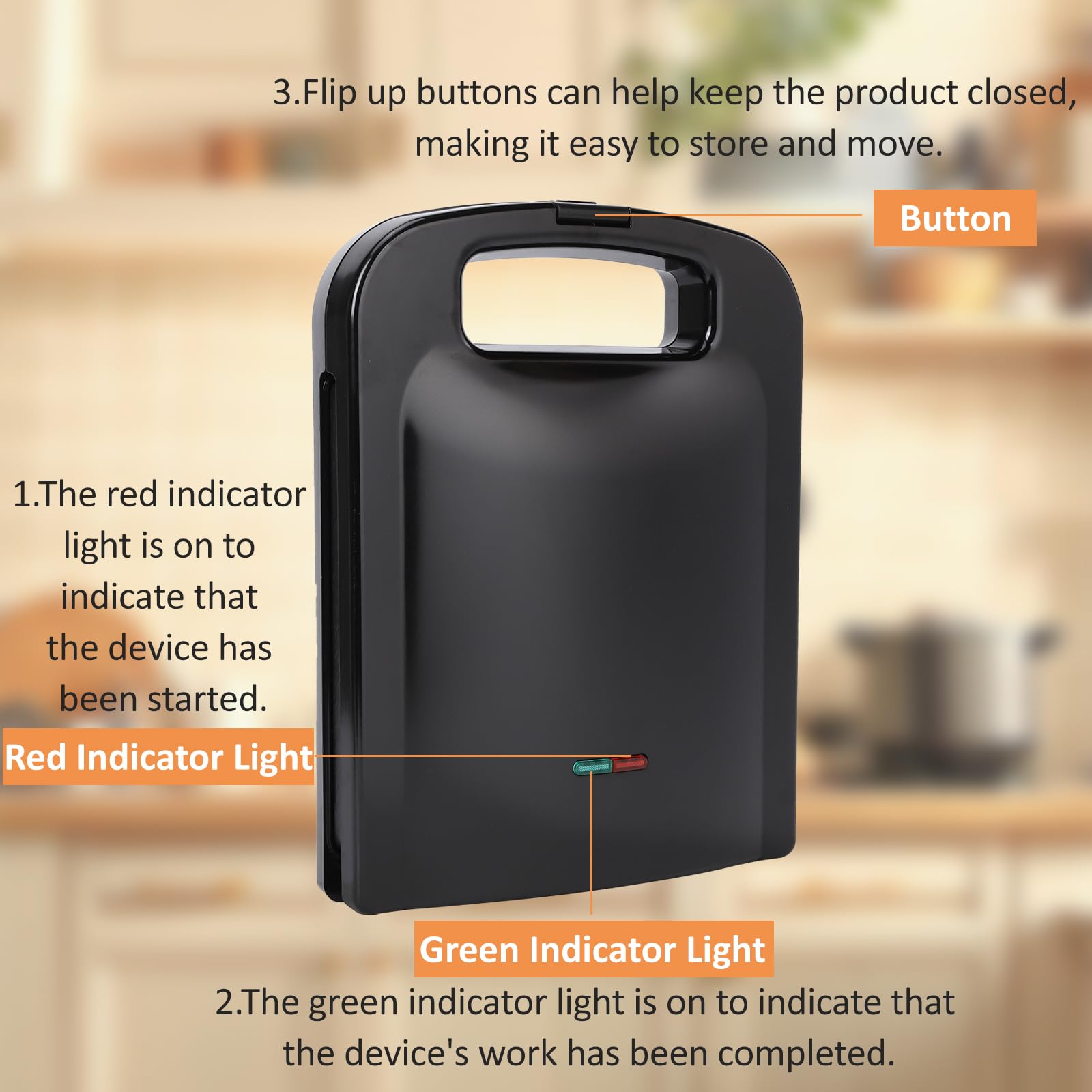 Dual-Sided Sandwich Maker Press with Non-Stick Plates & Indicator Lights - 1400W Electric Grill for French Toast, Omelets, Grilled Cheese & Panini - Perfect for Breakfast, Lunch & Quick Meals at Home or Office (H301)