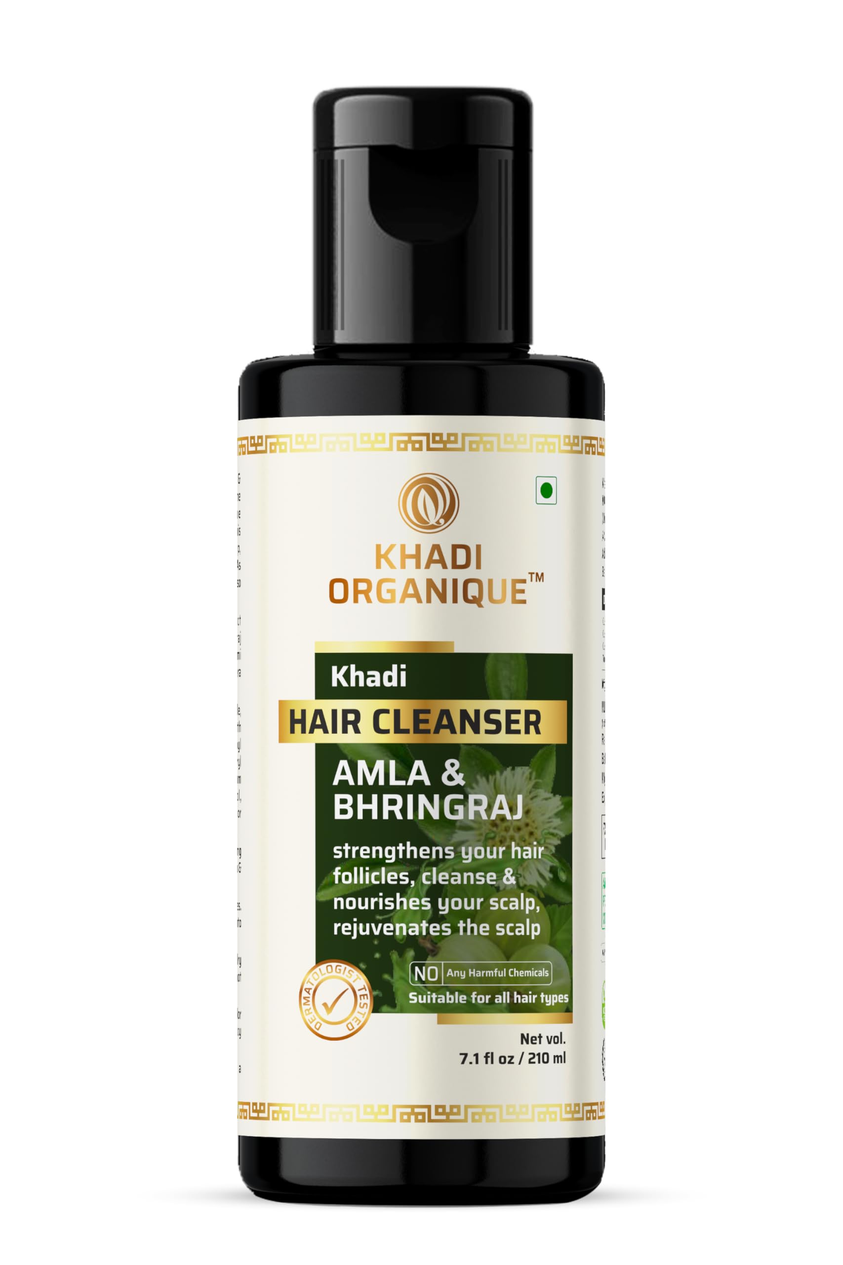 Khadi Organique Amla & Bhringraj Hair Shampoo for Hair Fall & Dandruff Control - Natural Ayurvedic Cleanser (Pack of 2) | Promotes Healthy Hair Growth for Men & Women