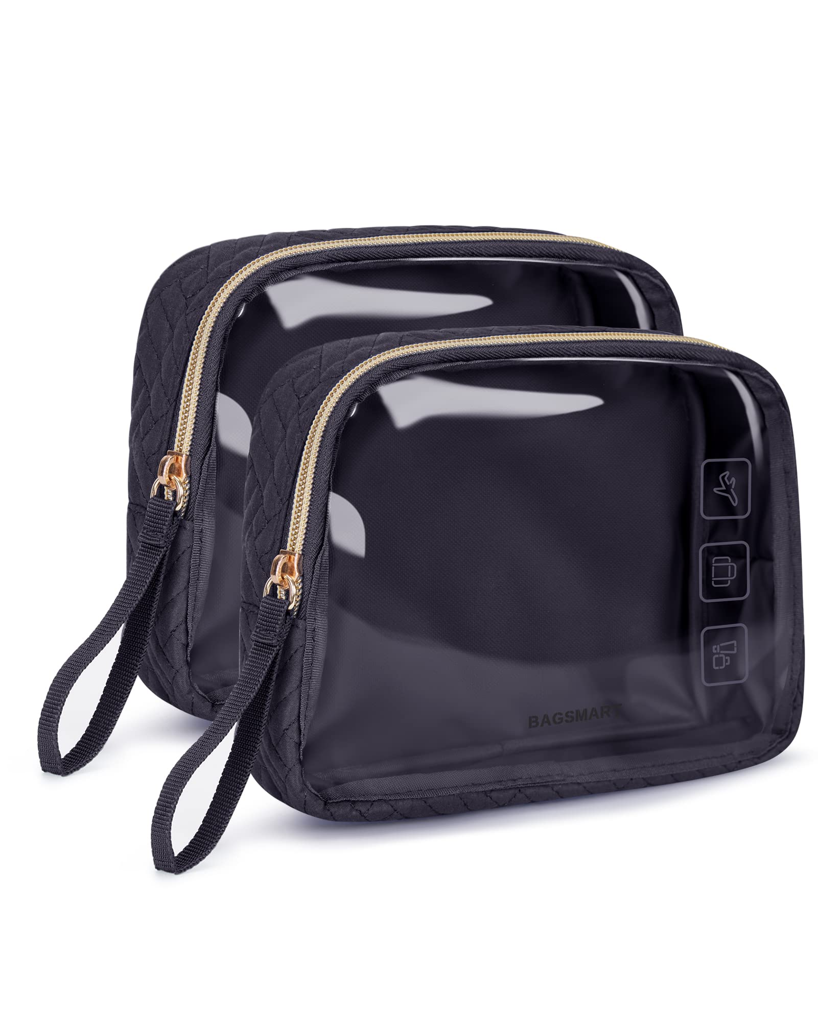 BAGSMART 2-Pack TSA Approved Toiletry Bag, Clear Quart Size Travel Organizer for Makeup & Essentials - Perfect for Carry-on & Air Travel