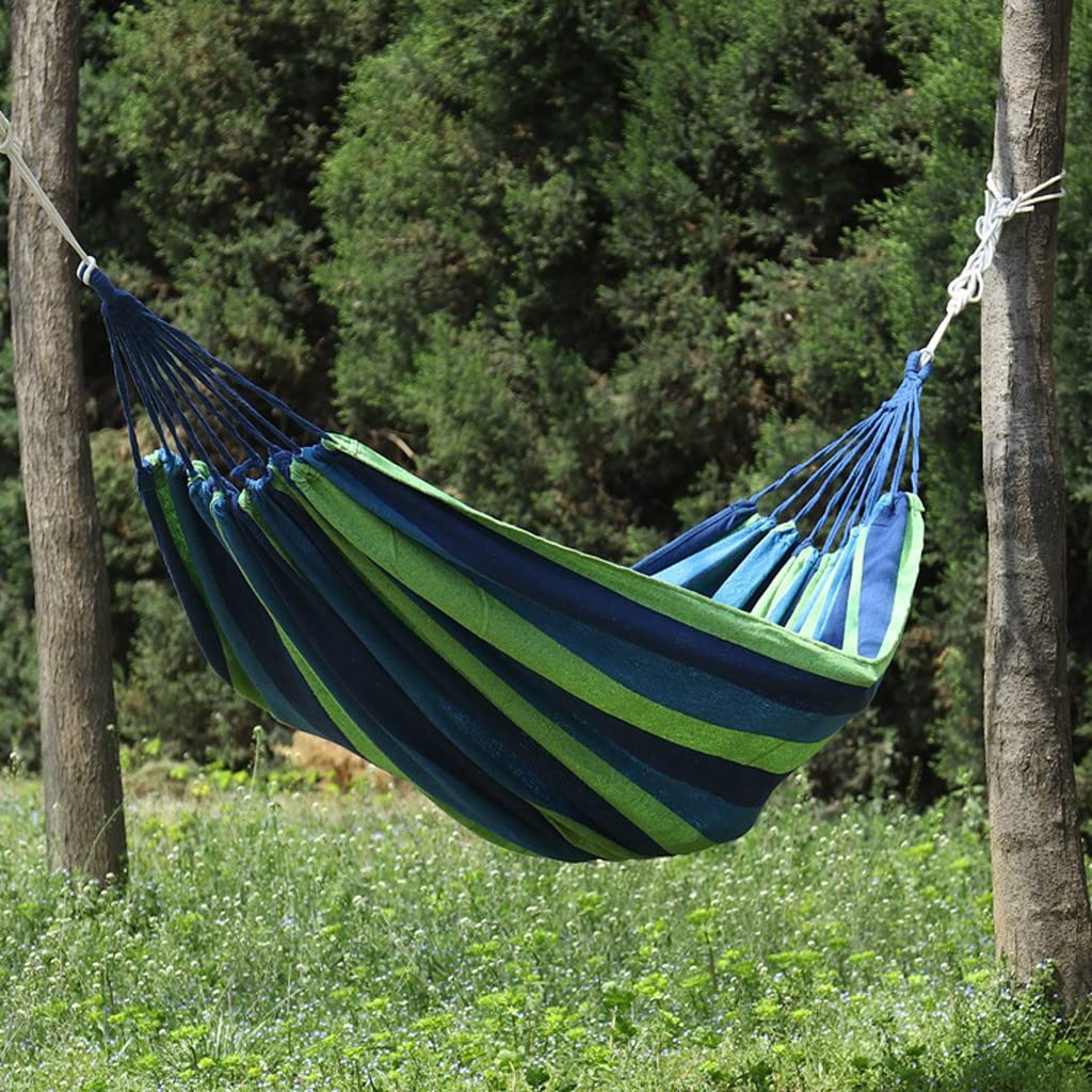 Lightweight Double Camping Hammock - Portable Nylon Parachute Hammock for Indoor/Outdoor Use Holds 530Lbs - with 2 Tree Straps for Backyard, Garden, Patio, Travel & Camping - Perfect for Relaxation & Outdoor Adventures