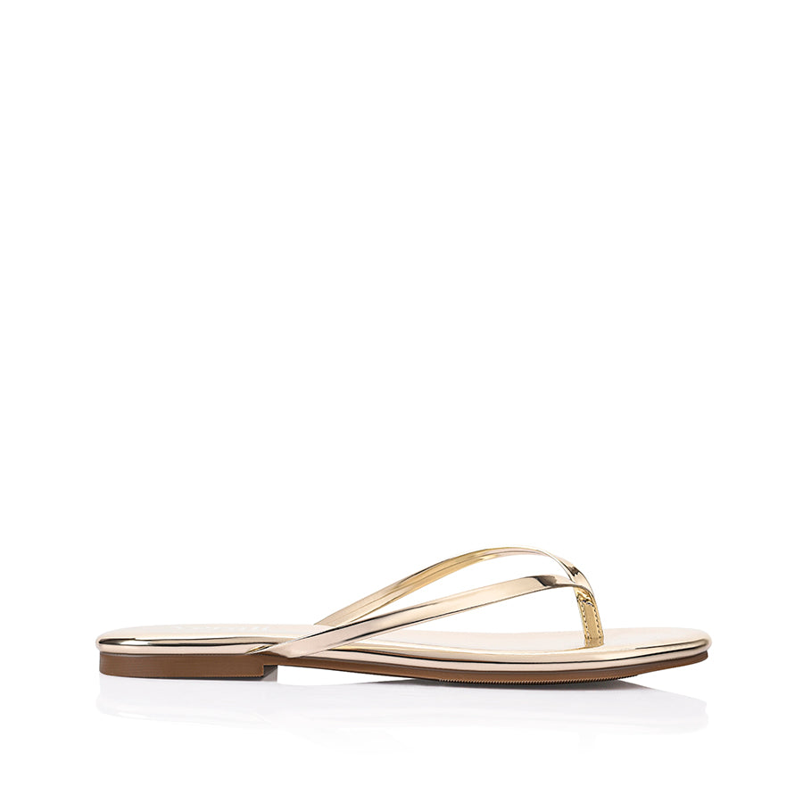 Tori Thongs Gold Mirror Sandals - Stylish & Comfortable Women's Flip Flops for Beach, Pool, and Summer Outfits
