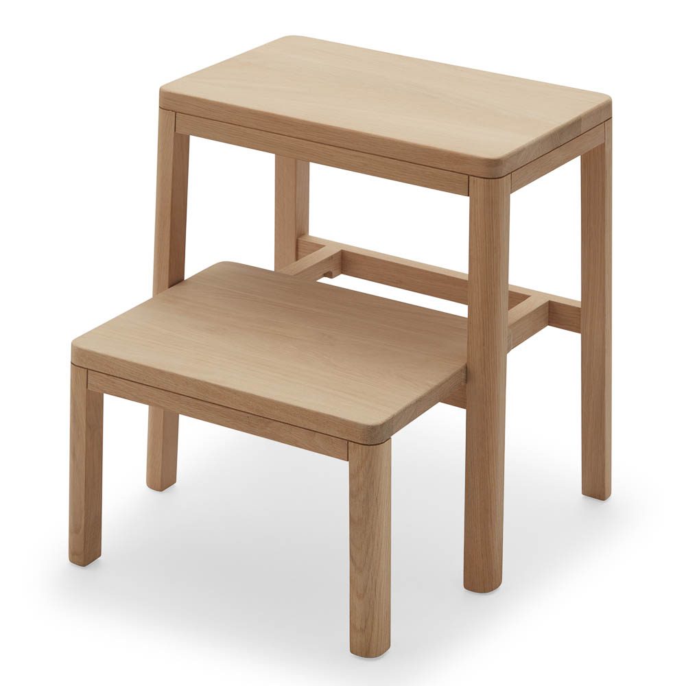 SKAGERAK Noboru 3-Step Wooden Ladder - Solid Oak Foldable Stool for Home, Kitchen, and Garage - Compact Stepladder for Reaching High Shelves and Storage Spaces