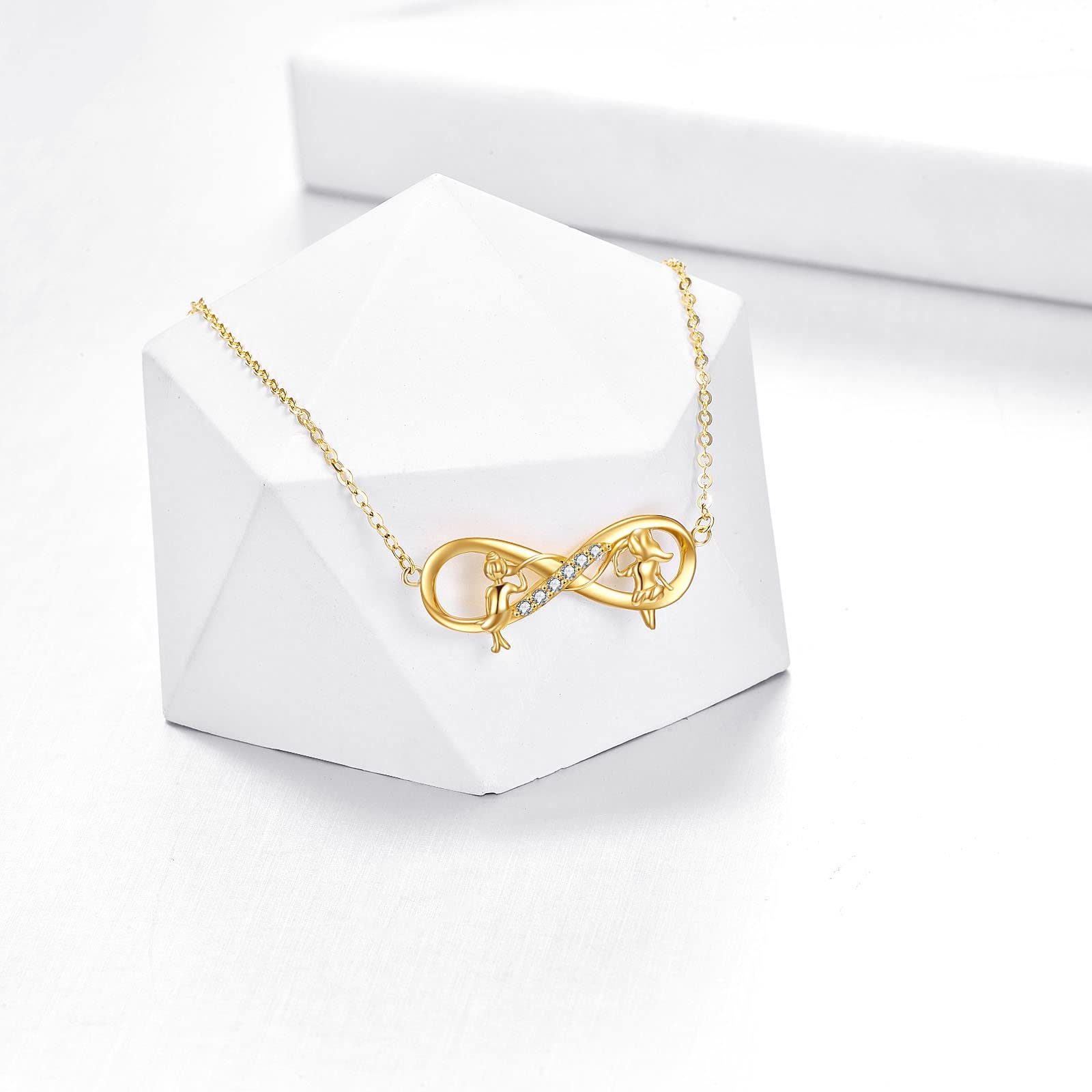 14K Real Gold Sister Necklace for Women - Heart Pendant Jewelry Gift for Mom, Sister & Best Friend - Perfect for Mother's Day, Birthday & Anniversary - Elegant Layering Necklace for Everyday Wear