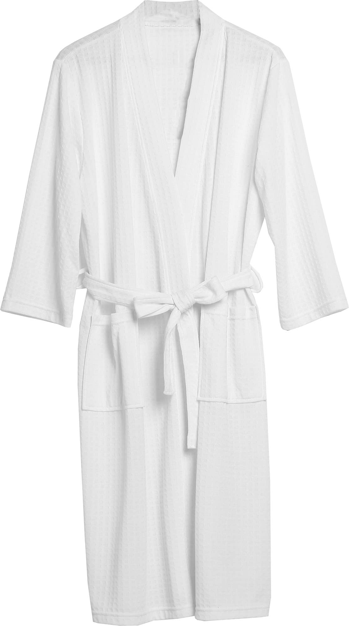 Cromoncent Women's Knee Length Soft Lightweight Waffle Spa Robe - Cozy Kimono Bathrobe for Women & Men - Perfect for Spa, Bath, Lounge & Relaxation at Home