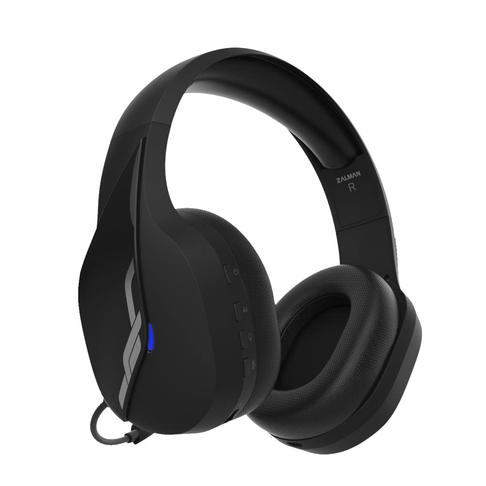 Zalman HPS700 Archer Wireless Gaming Headset with Detachable Mic, LED Indicator, USB-C Charging & Memory Foam Ear Cushions - Perfect for PC Gaming, Music Streaming & Online Meetings (Black)