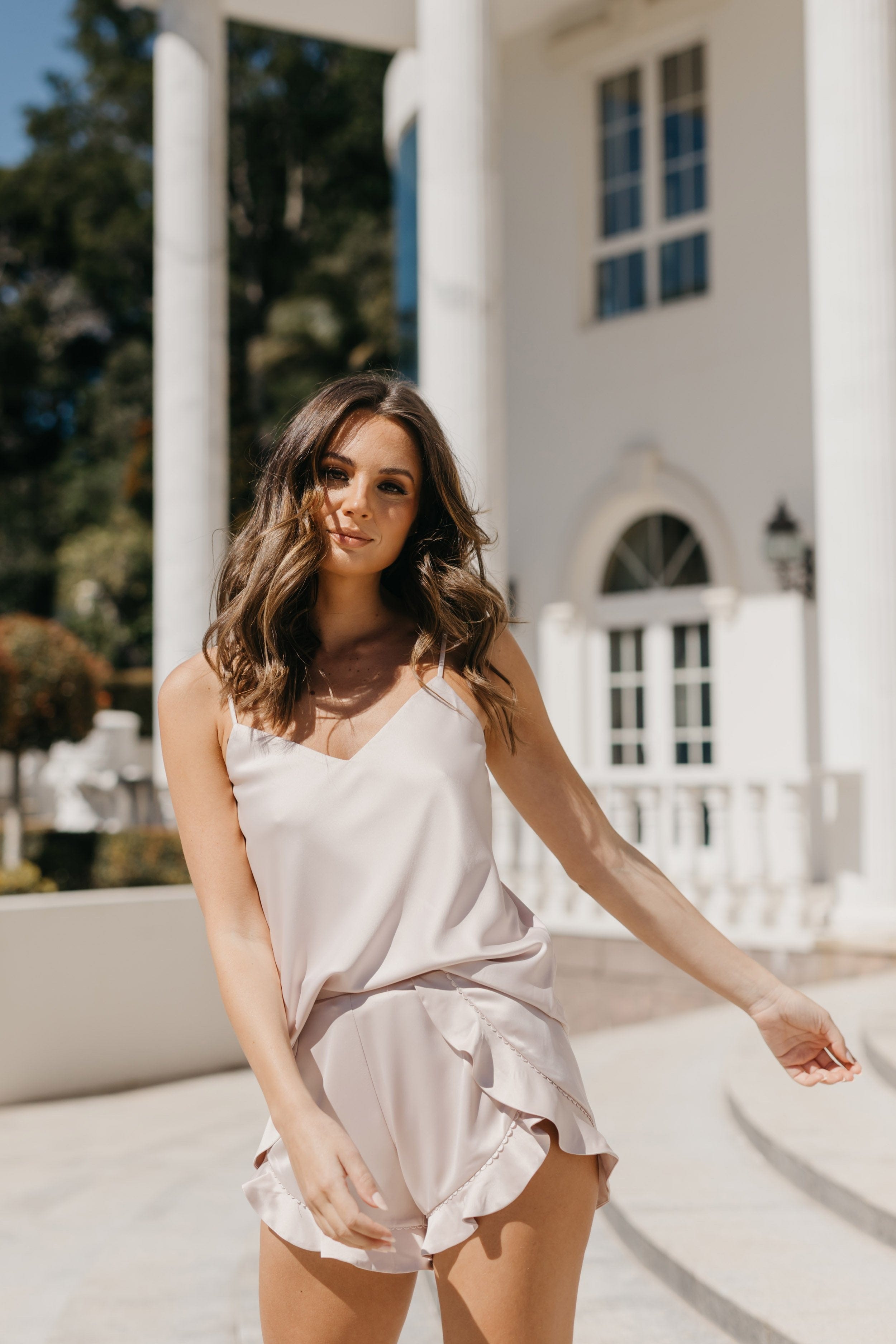 Pia Cami and Ruffle Short Set - Women's Summer Loungewear & Sleepwear Set for Comfortable Nights & Relaxing at Home
