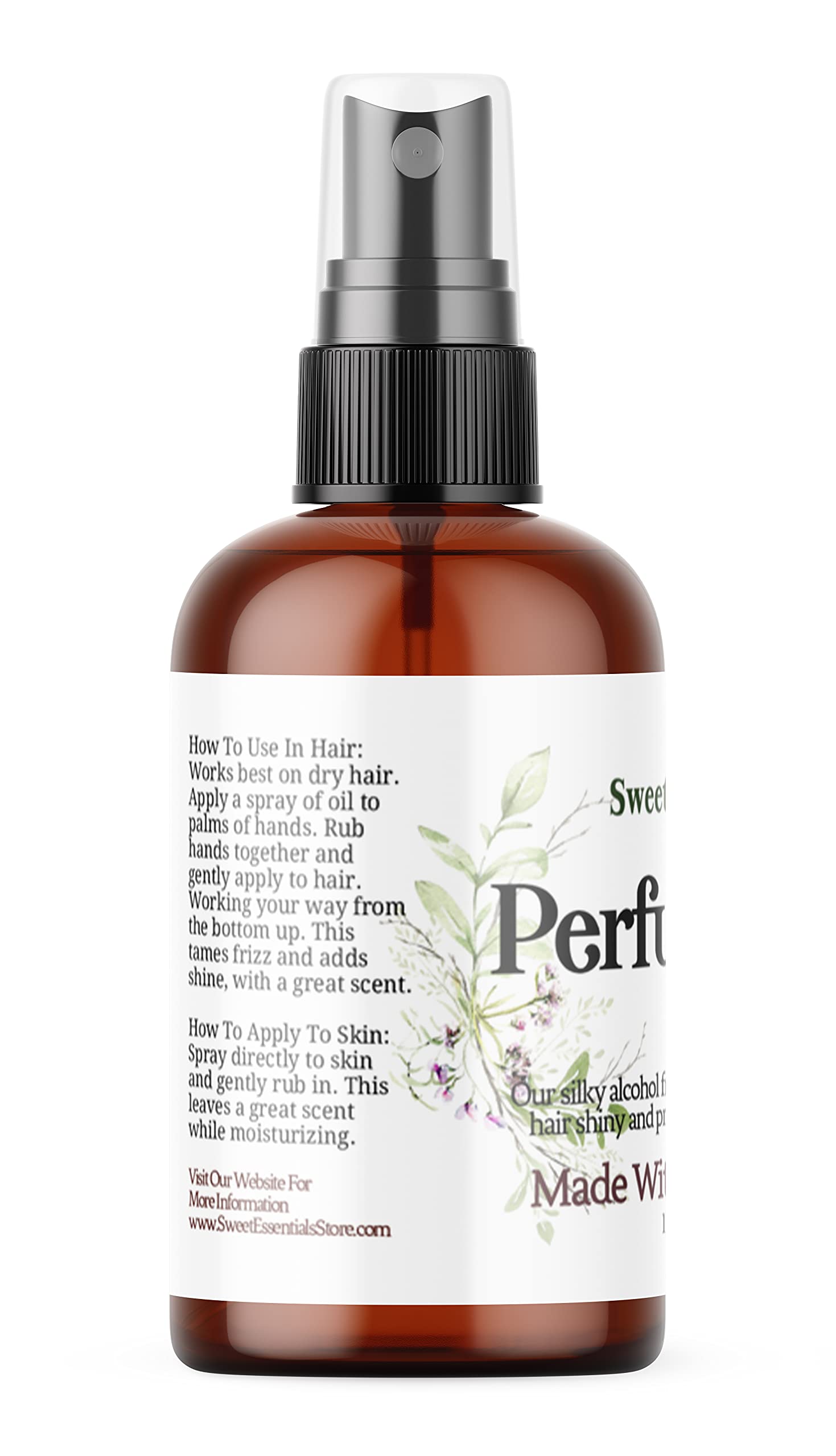 Sweet Essentials Floral Musk Perfume Oil - Organic, Alcohol-Free, Silicone-Free & Preservative-Free Fragrance for Hair & Body (4 fl oz Spray) - Perfect for Daily Wear, Date Nights & Special Occasions