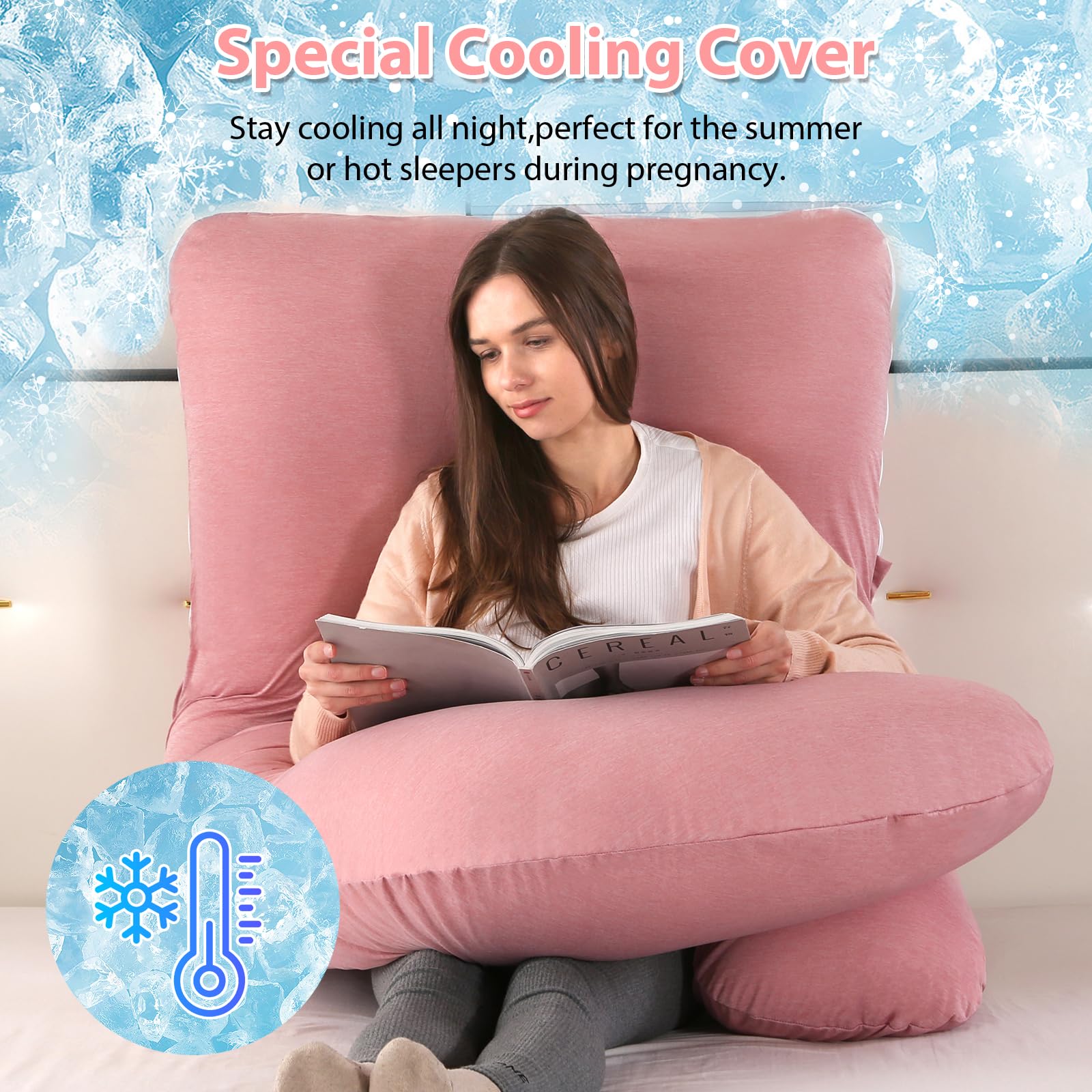 BATTOP Pregnancy Pillow for Sleeping - Maternity Body Pillow with Cooling Removable Cover, Back & Hip Support for Pregnant Women - Comfort for Belly, Legs & Full Body - Perfect for Side Sleepers & Pregnancy Must Haves (Great for Bed Rest, Nursing & Relaxation)