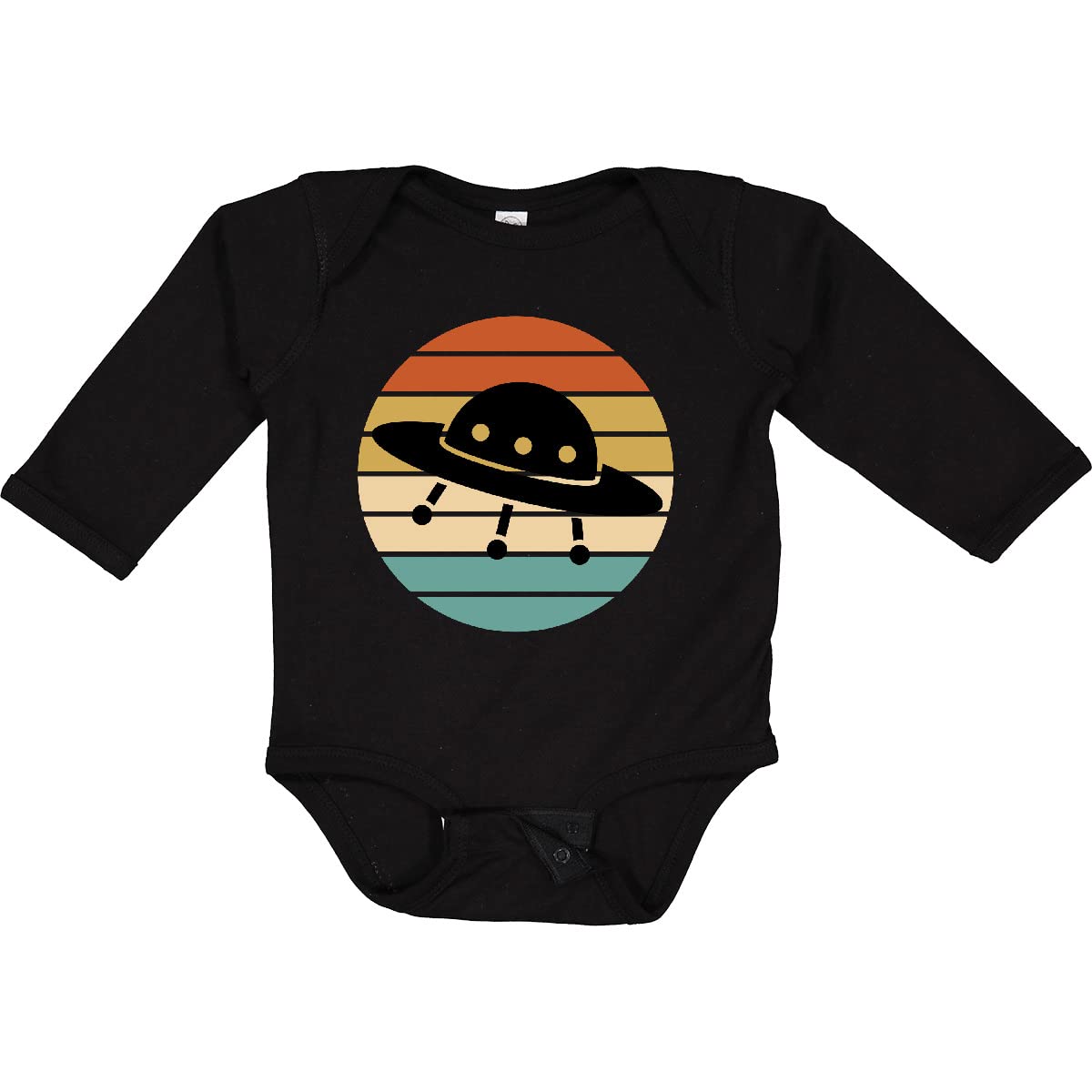 Inktastic Space Travel Saucer Retro Sunset Long Sleeve Baby Bodysuit - Cute Astronaut Themed Outfit for Infants, Toddler Space Enthusiasts & Sci-Fi Lovers (Perfect for Playdates, Photo Shoots & Space-Themed Parties)