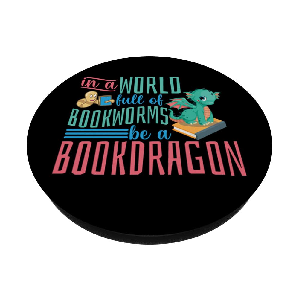 Book Dragon PopSockets Adhesive PopGrip - Swappable Phone Grip & Stand for Book Lovers - Perfect for Reading, eBooks & Library Visits