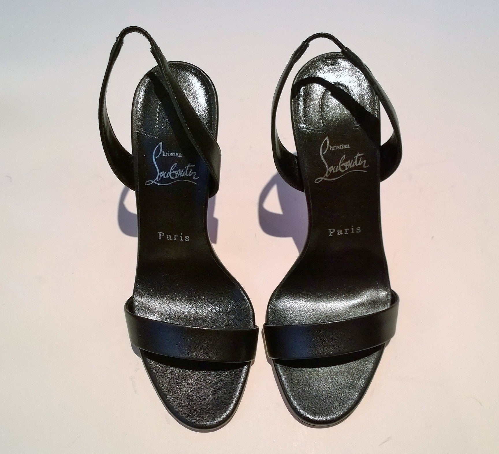 Christian Louboutin O Marylin 100 Black Leather Slingback Sandals - Women's Luxury High Heels (New in Box) - Perfect for Evening Parties, Weddings & Special Occasions