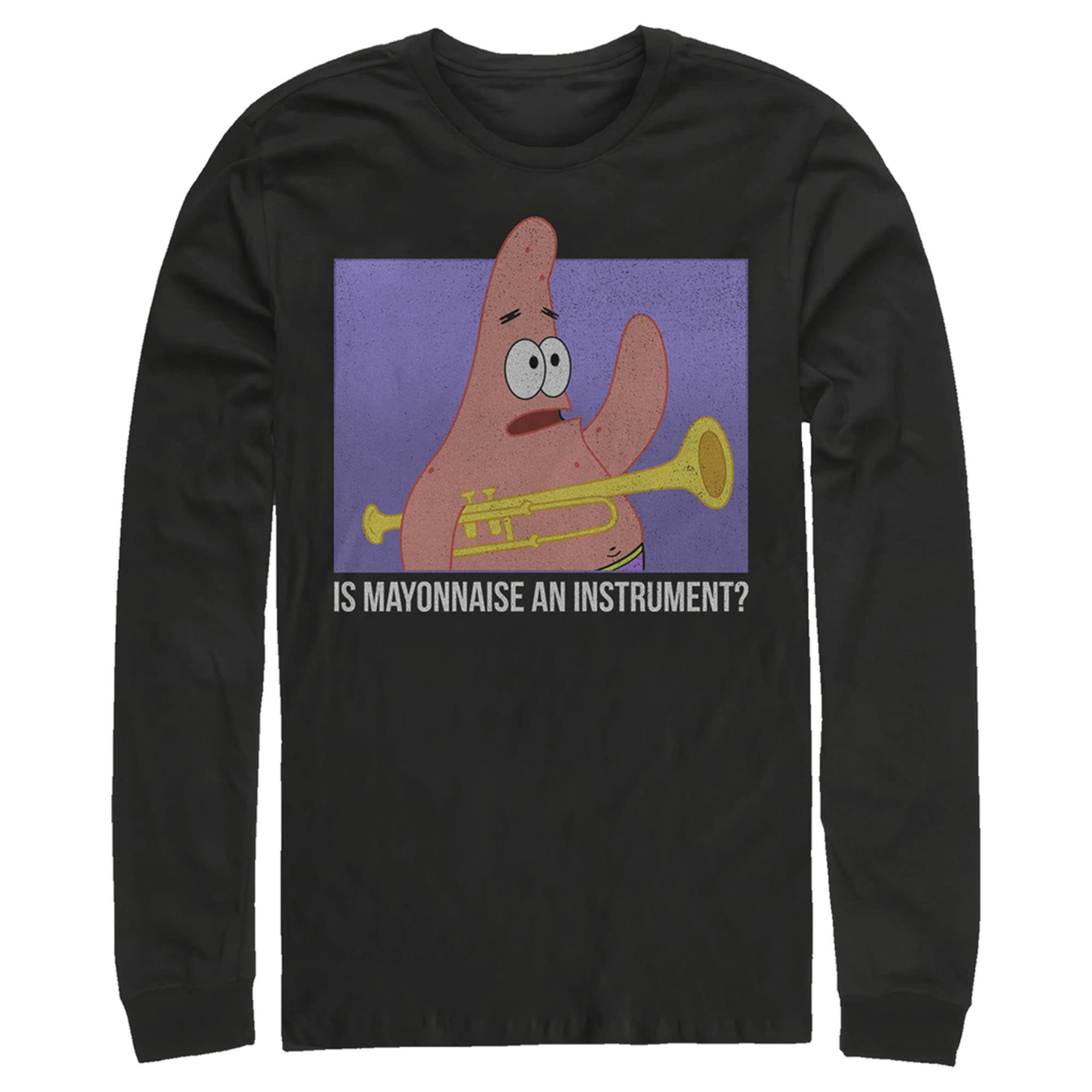 SpongeBob Patrick Star Funny Mayonnaise Quote Men's Long Sleeve T-Shirt - Casual Graphic Tee for Cartoon Fans, Gift Idea & Pop Culture Apparel