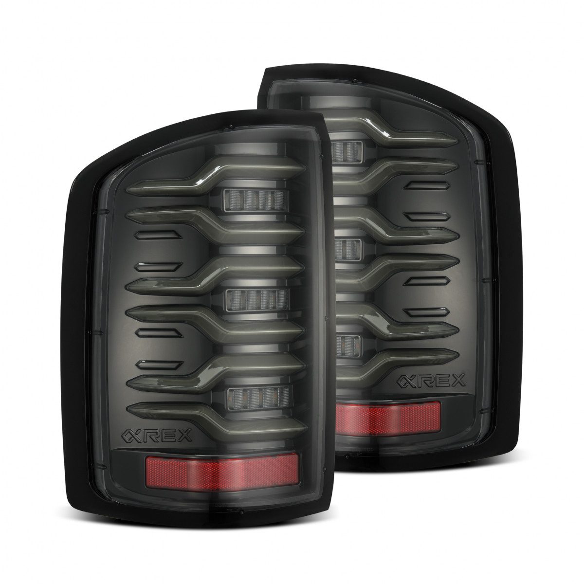 14-18 GMC Sierra 1500/2500HD/3500HD LUXX Series LED Tail Lights Alpha Black - High Performance LED Brake Lights for Truck & Off-Road Driving