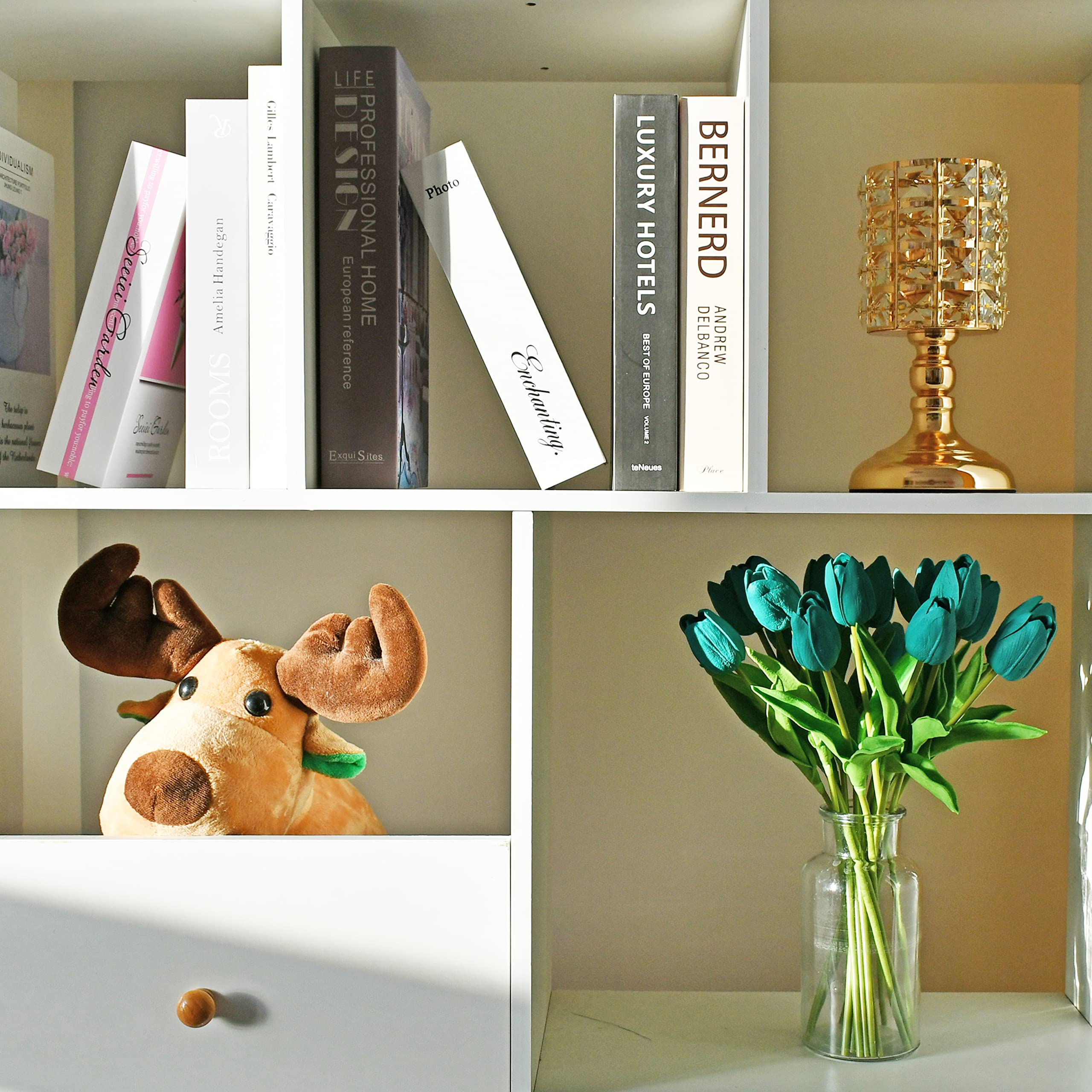 20pcs Teal Artificial Silk Tulip Flowers 13.5