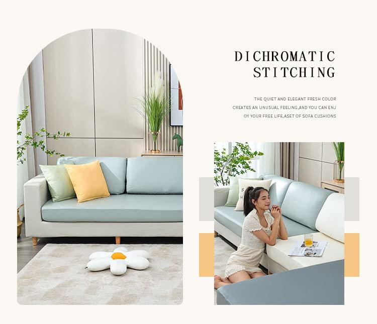 YOPOIY L-Shaped Sectional Sofa Cushion Cover - Soft PU Leather Slipcover with Elastic Bottom for Replacement (White, L-Chaise) - Perfect for Living Room, Family Room & Home Decor